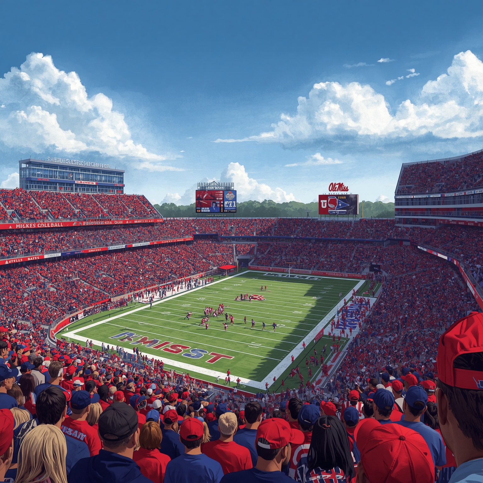 Ole Miss Football’s Highs, Lows, and Secret Weapons - painting of Ole Miss Rebels football venue
