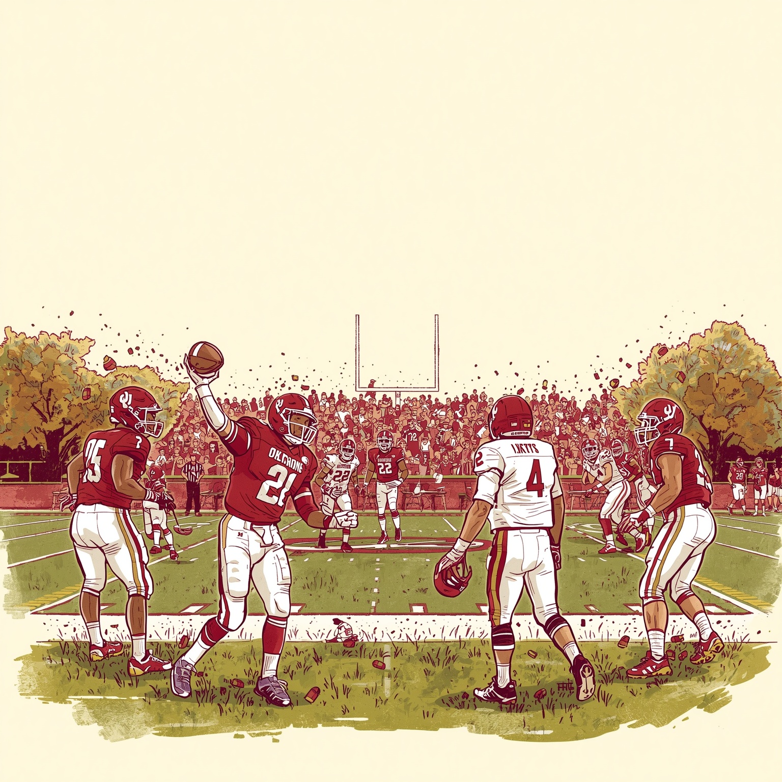 Oklahoma Offseason Report: Football, QB Offers & Softball - painting of Oklahoma Sooners football, softball venue