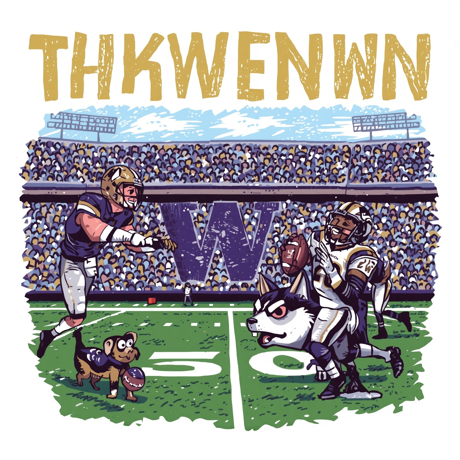 Husky Hype: Recruit, Receiver and Guard Showdown - painting of Washington Huskies football venue