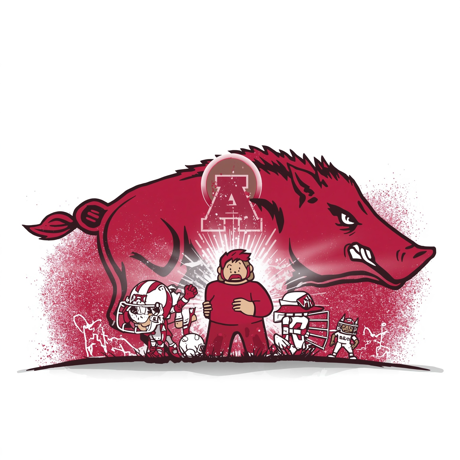 Arkansas Sports Roundup: Coaching, Coverage & Big Wins - painting of Arkansas Razorbacks football,softball venue
