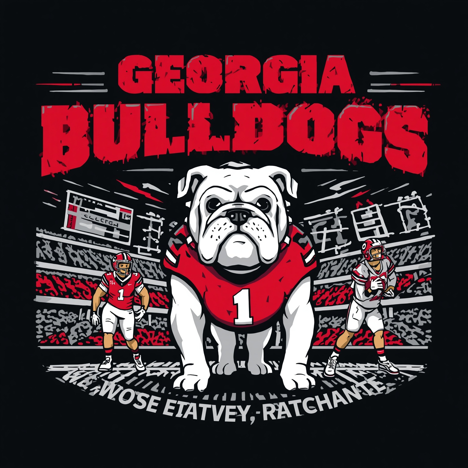 Georgia Bulldogs: Game Cancellations, Transfers & Decommits - painting of Georgia Bulldogs football, basketball venue