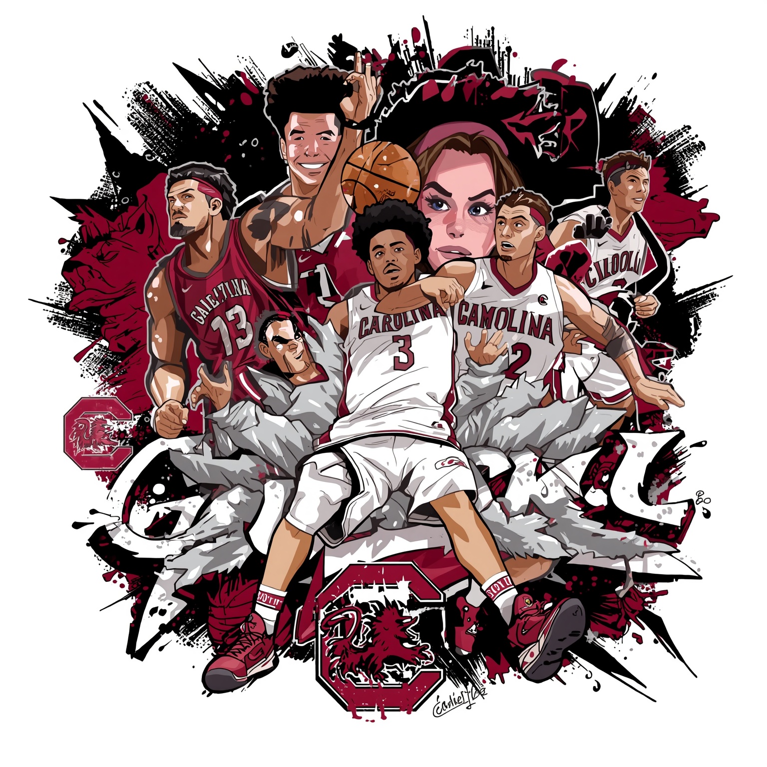 Gamecocks Embrace 76-Team Bracket and Transfer Frenzy - painting of South Carolina Gamecocks basketball venue