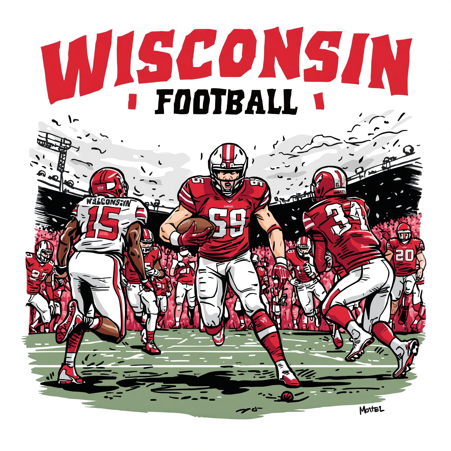 Wisconsin Football: Coaching Drama and Recruit Flips - painting of Wisconsin Badgers football venue