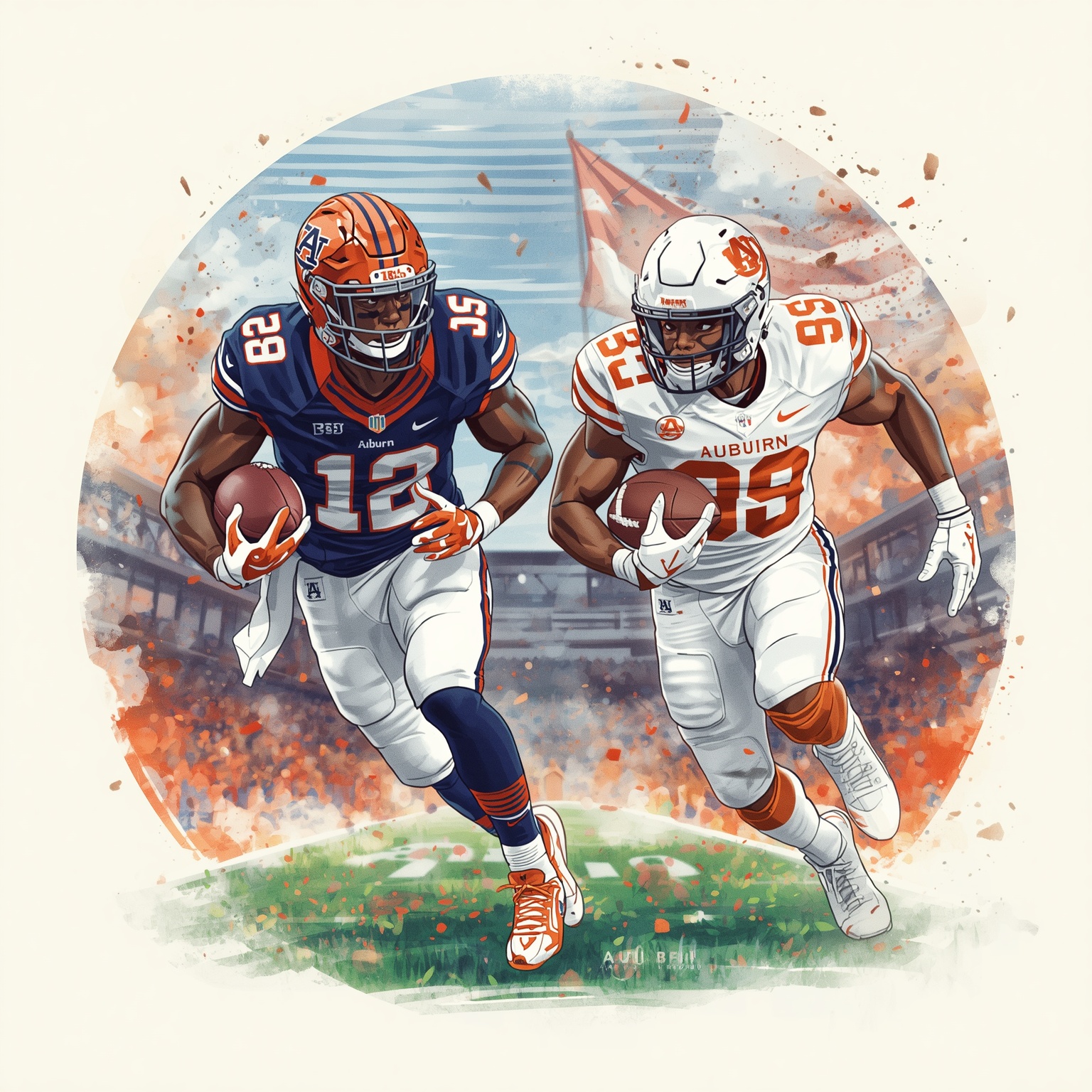 Auburn Tigers: New RB Commit and Texas Safety Target - painting of Auburn Tigers football venue
