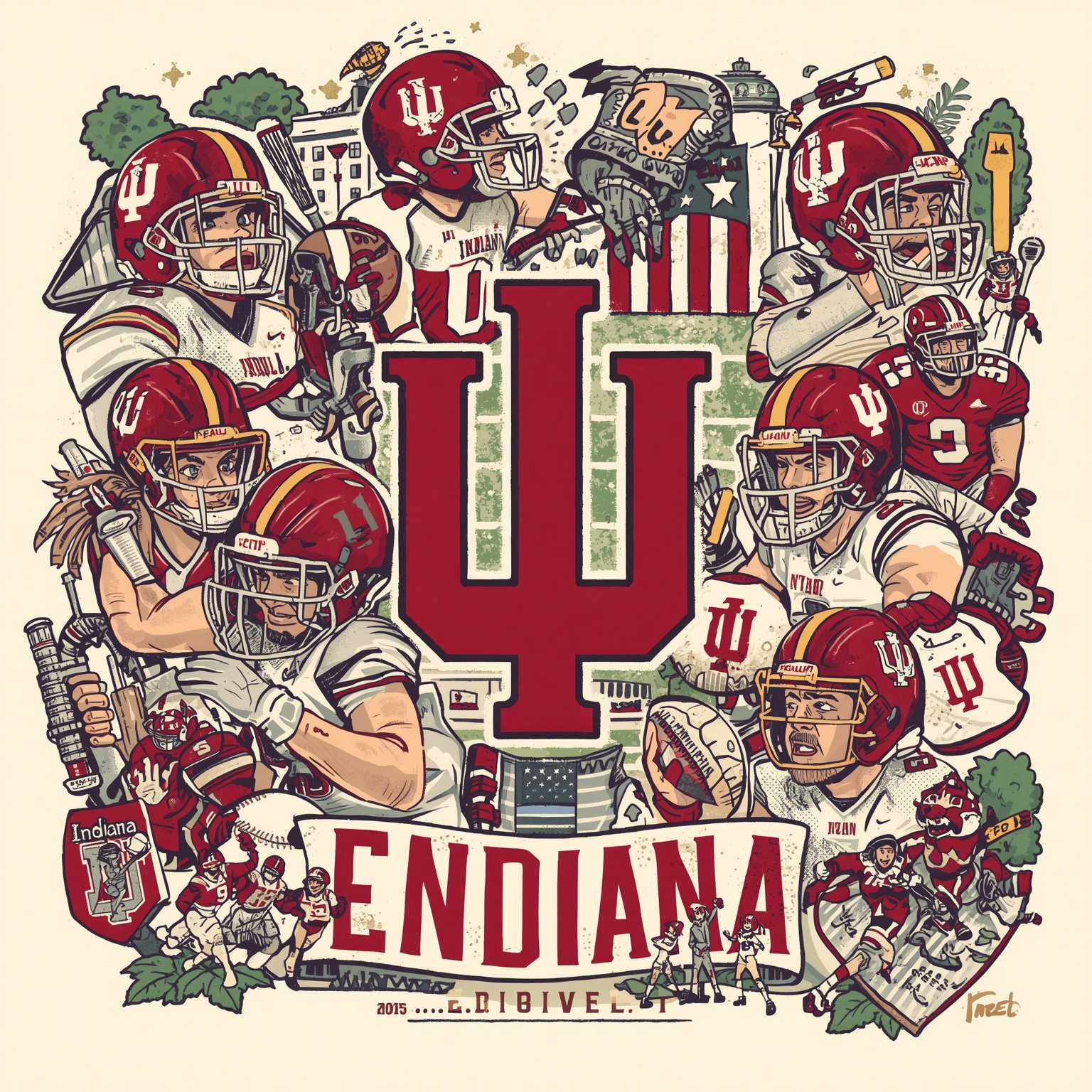 Indiana Sports: Top Football Backs & Purdue Baseball - painting of Indiana Hoosiers football, baseball venue