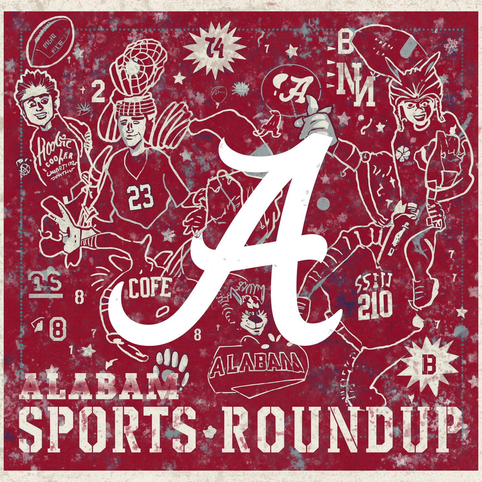 Alabama Sports Roundup: Madness, Softball, and Football - painting of Alabama Crimson Tide basketball, softball, football venue