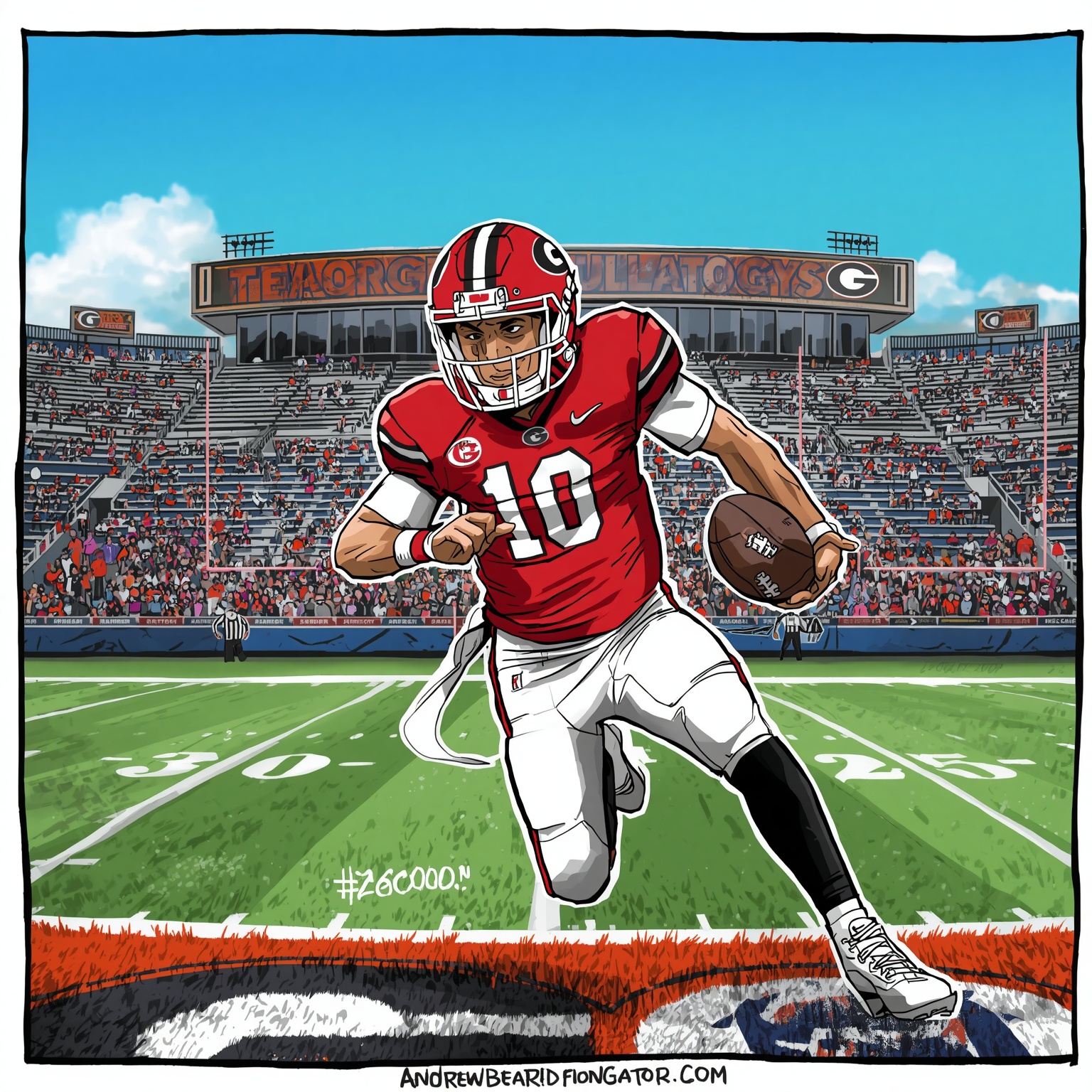 Hail to the Gator: Andrew Beard’s Bold Florida Leap - painting of Georgia Bulldogs football venue
