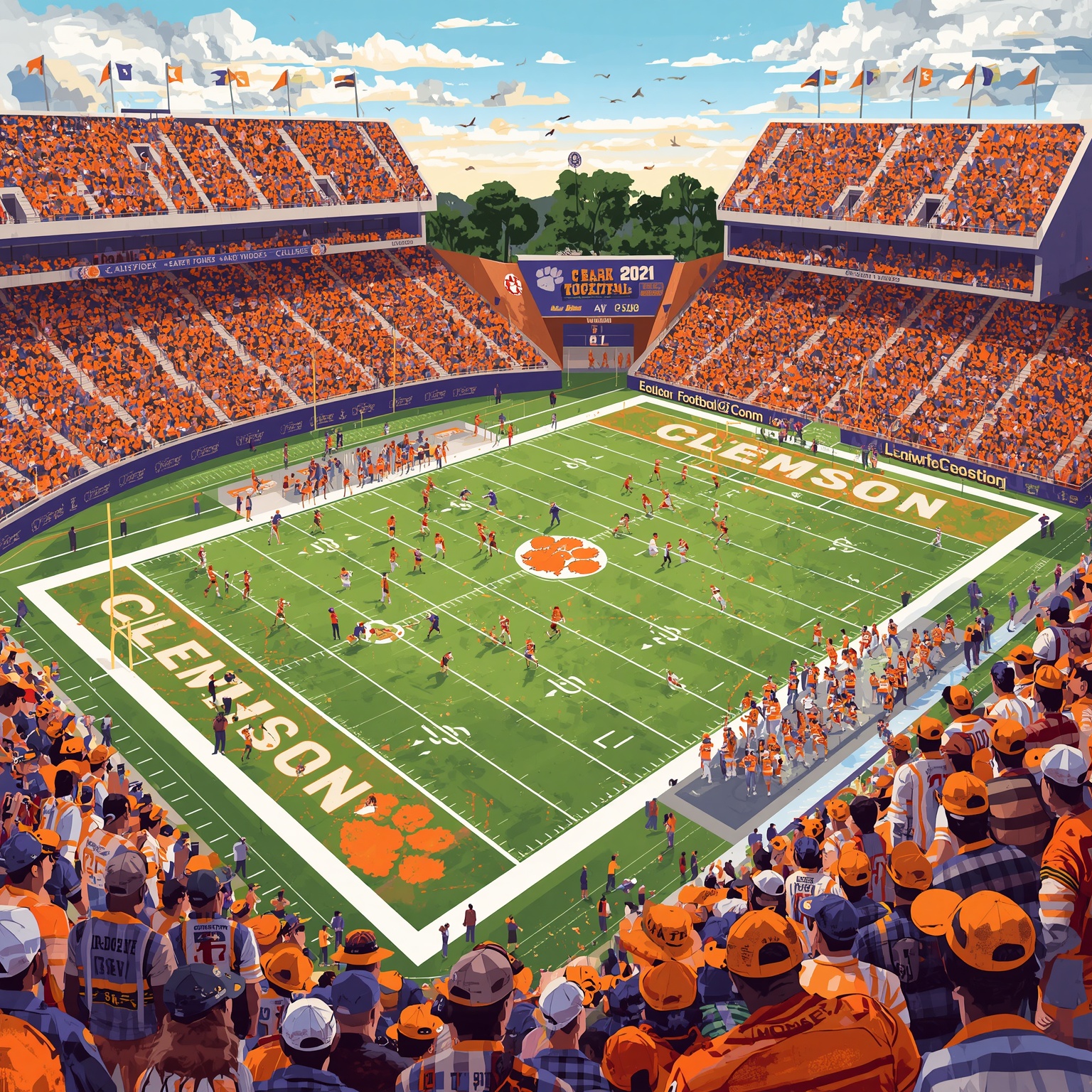 Florida Lands 2027 RB Andrew Beard Over Clemson - painting of Clemson Tigers football venue