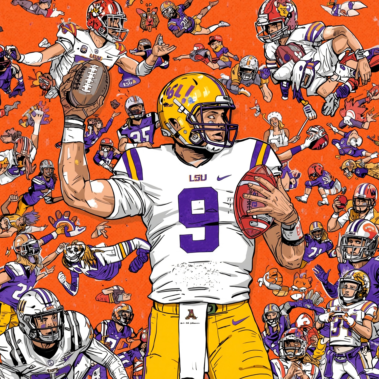 From Clemson Clash to Kiffin Critique: LSU's Big Questions - painting of LSU Tigers football venue