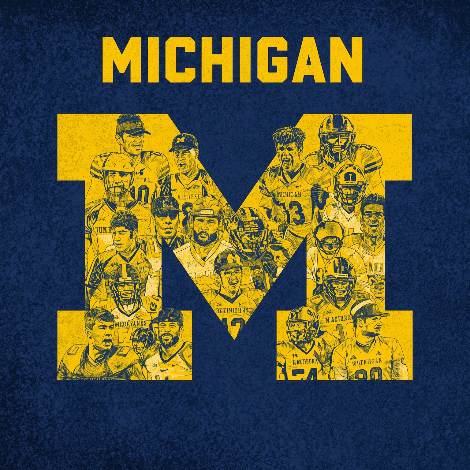 Michigan’s Fresh Faces: Recruits, Role Players, and Coaches - painting of Michigan Wolverines football,basketball venue