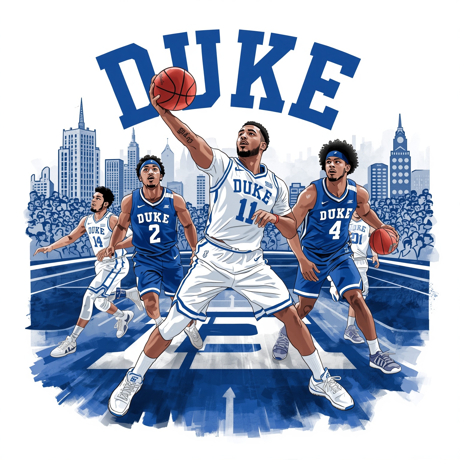 Duke’s Season: Matchups, Key Players and NBA Prospects - painting of Duke Blue Devils football,basketball venue