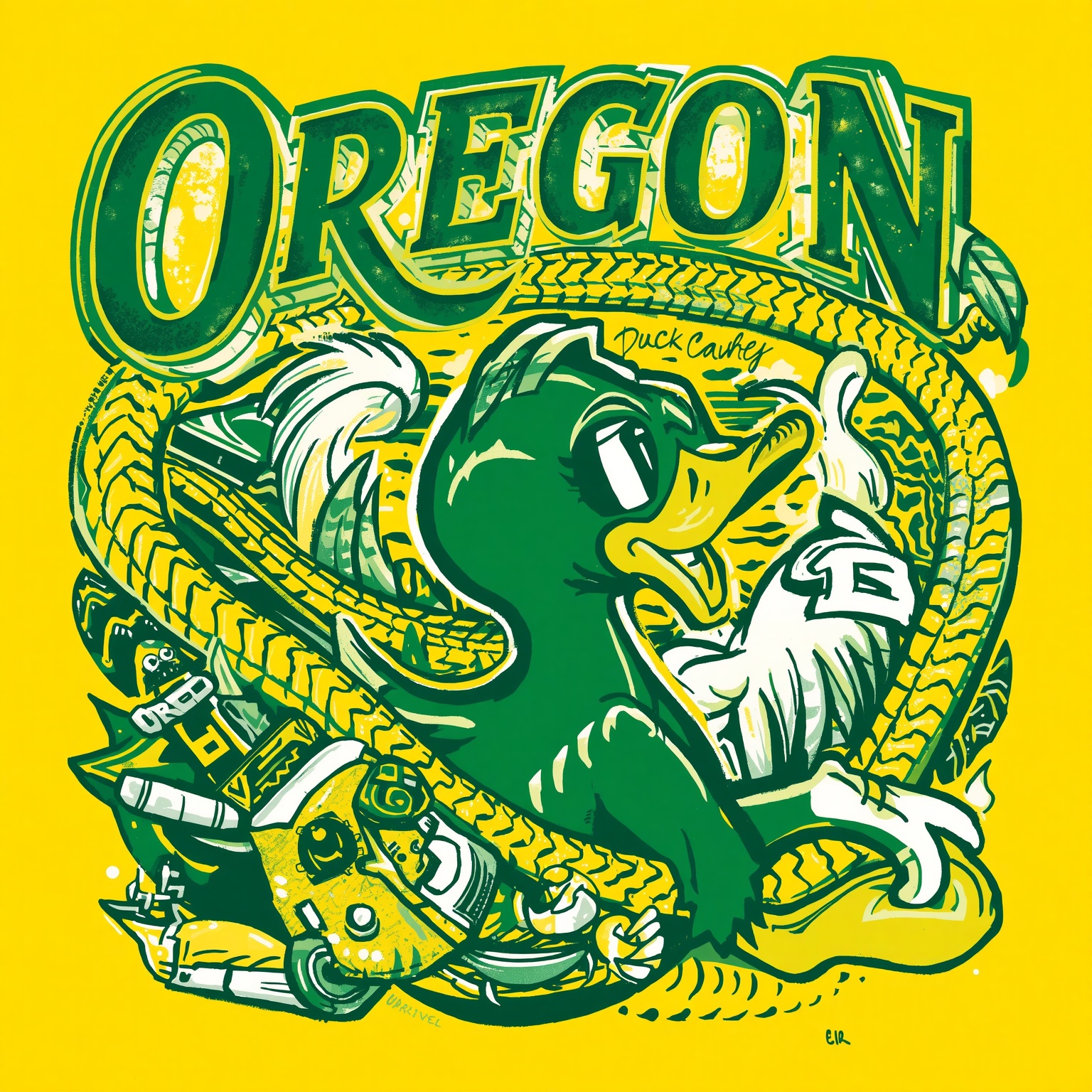 Ducks’ High-Stakes Football Clashes and Baseball Upsets - painting of Oregon Ducks football, baseball venue