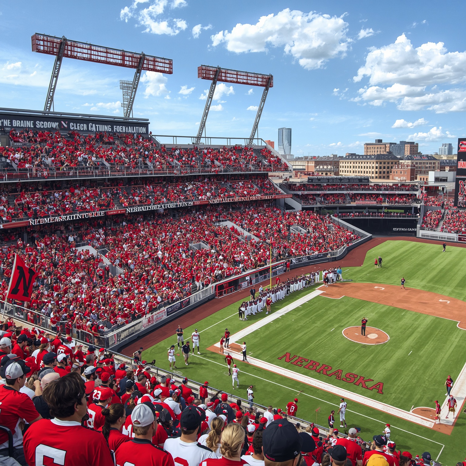 Nebraska Huskers: Sweeps, Seeds, and Season Prospects - painting of Nebraska Cornhuskers baseball, softball, football venue