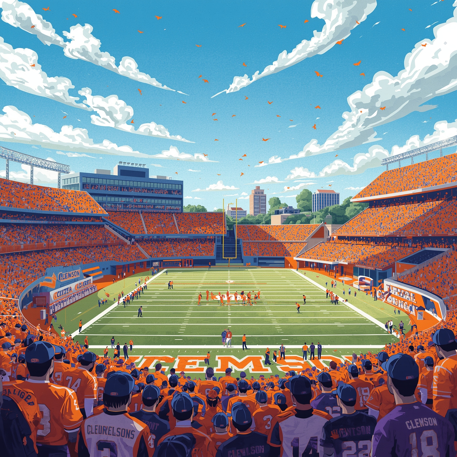 Clemson Shuffle: Rankings, Recruits & Diamond Resurgence - painting of Clemson Tigers football, baseball venue