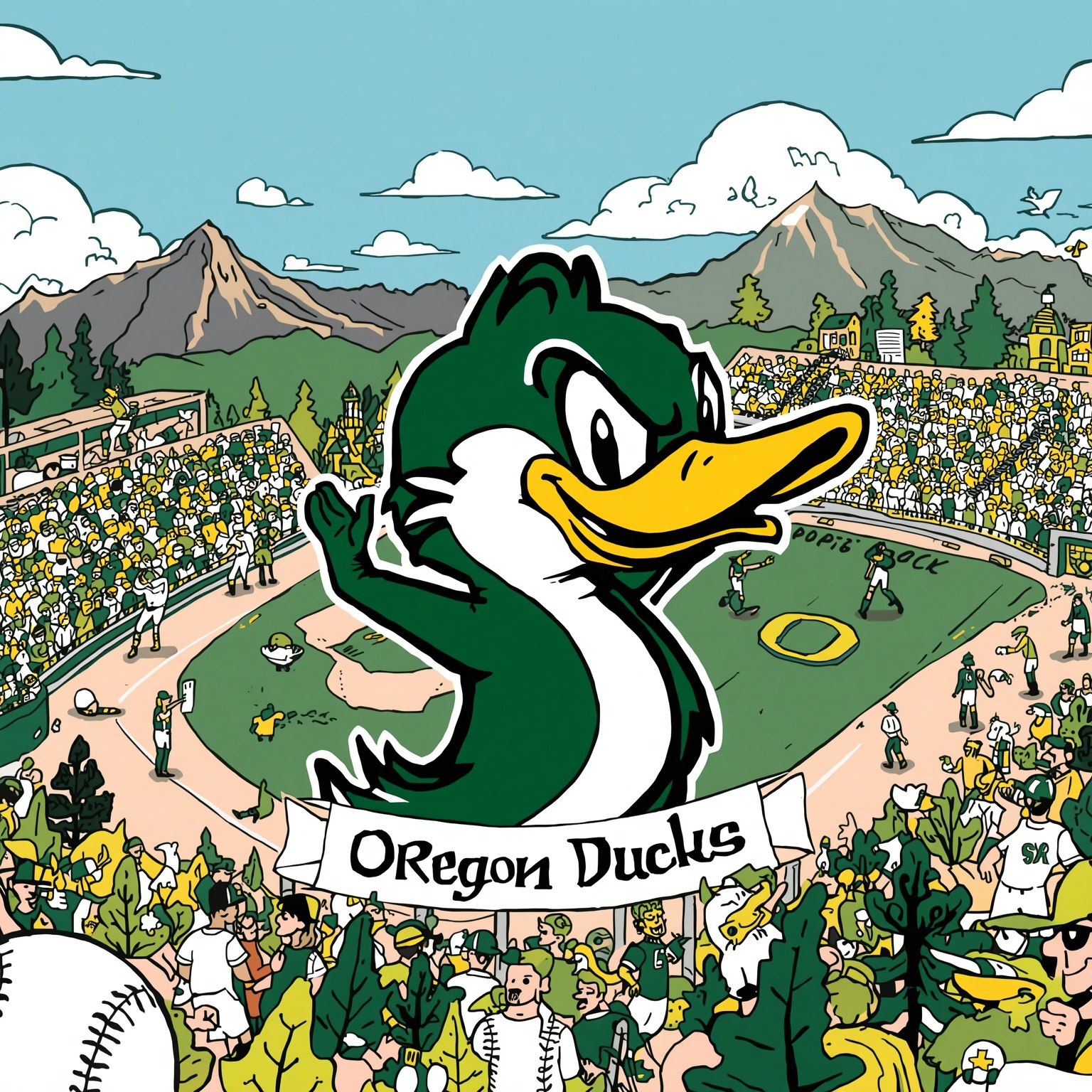 Oregon Ducks' Season: Softball, Baseball & Recruiting Buzz - painting of Oregon Ducks football, baseball, softball venue