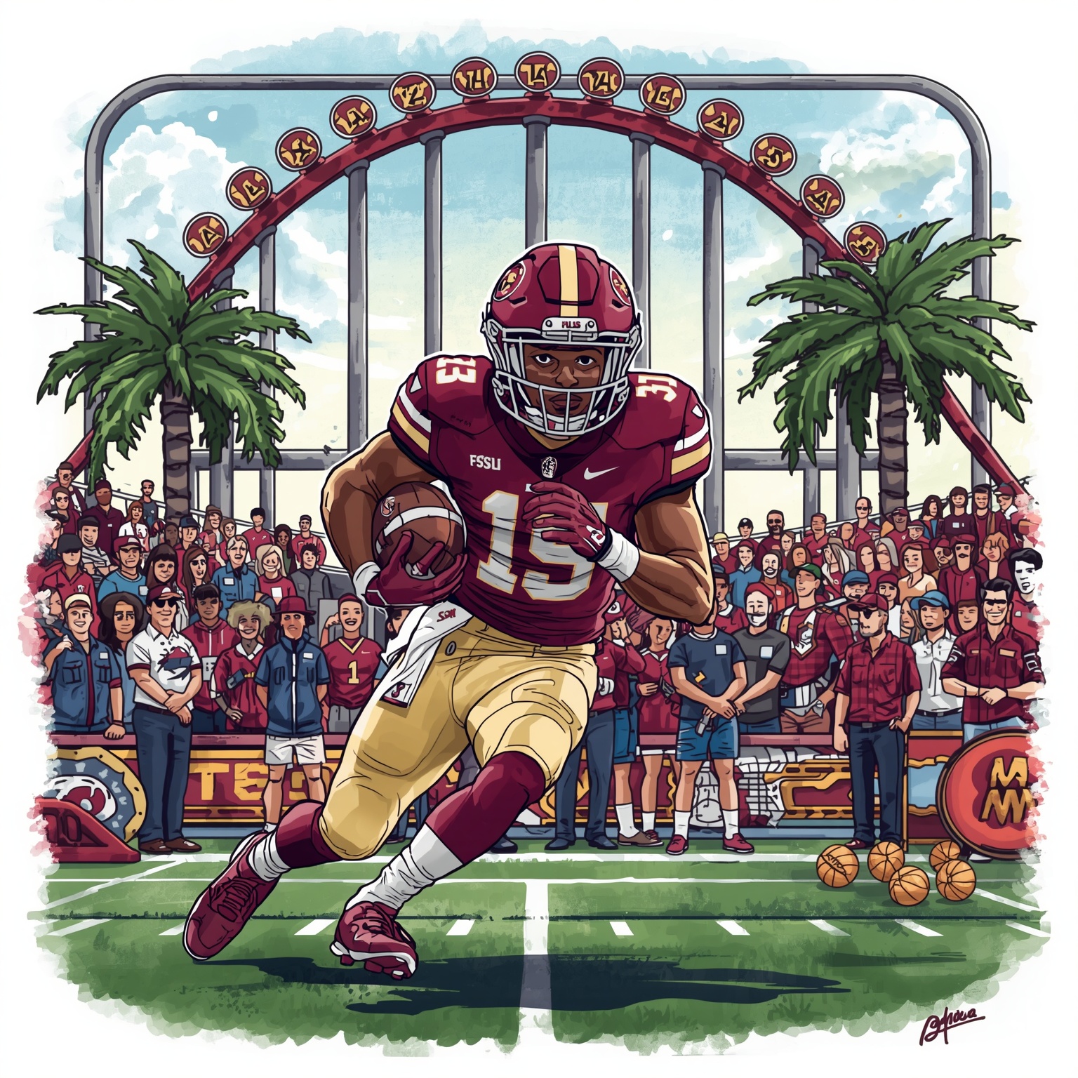 FSU Recruiting Rollercoaster: Flips, Flops & Commitments - painting of Florida State Seminoles football venue