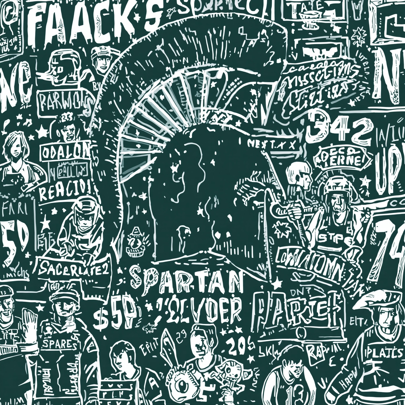 Spartans Score in Ice and Face Brutal Hoops Schedule - painting of Michigan State Spartans hockey,basketball venue