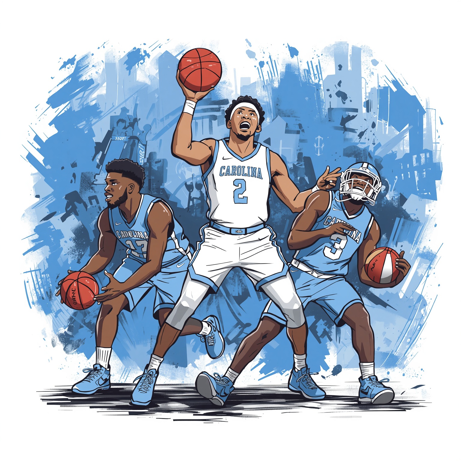 Tar Heels Shuffle: Transfers, Draft Buzz, Top Scorers - painting of North Carolina Tar Heels basketball,football venue