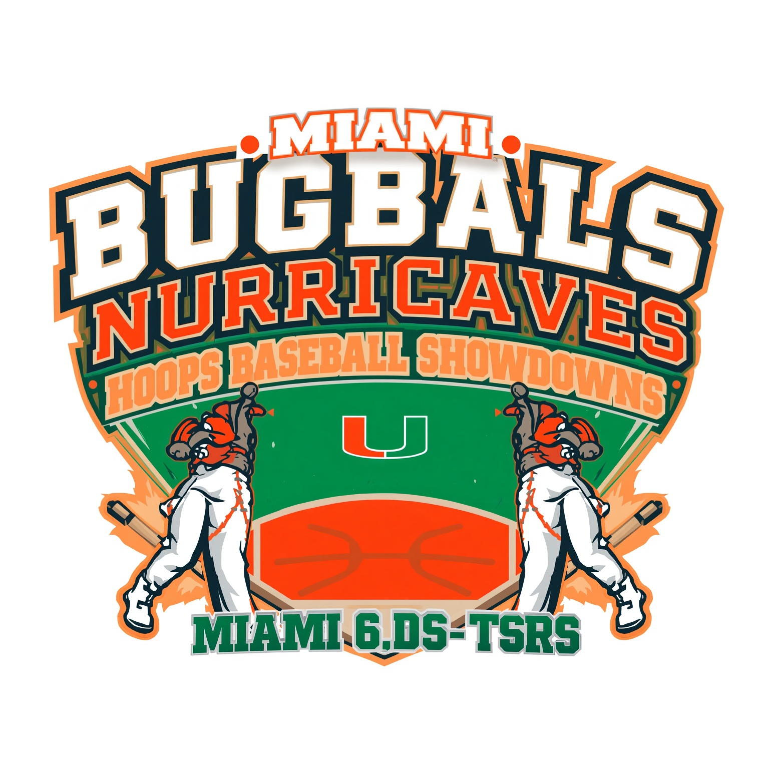 Miami Hurricanes Hoops Upgrades and Baseball Showdowns - painting of Miami Hurricanes basketball, baseball venue
