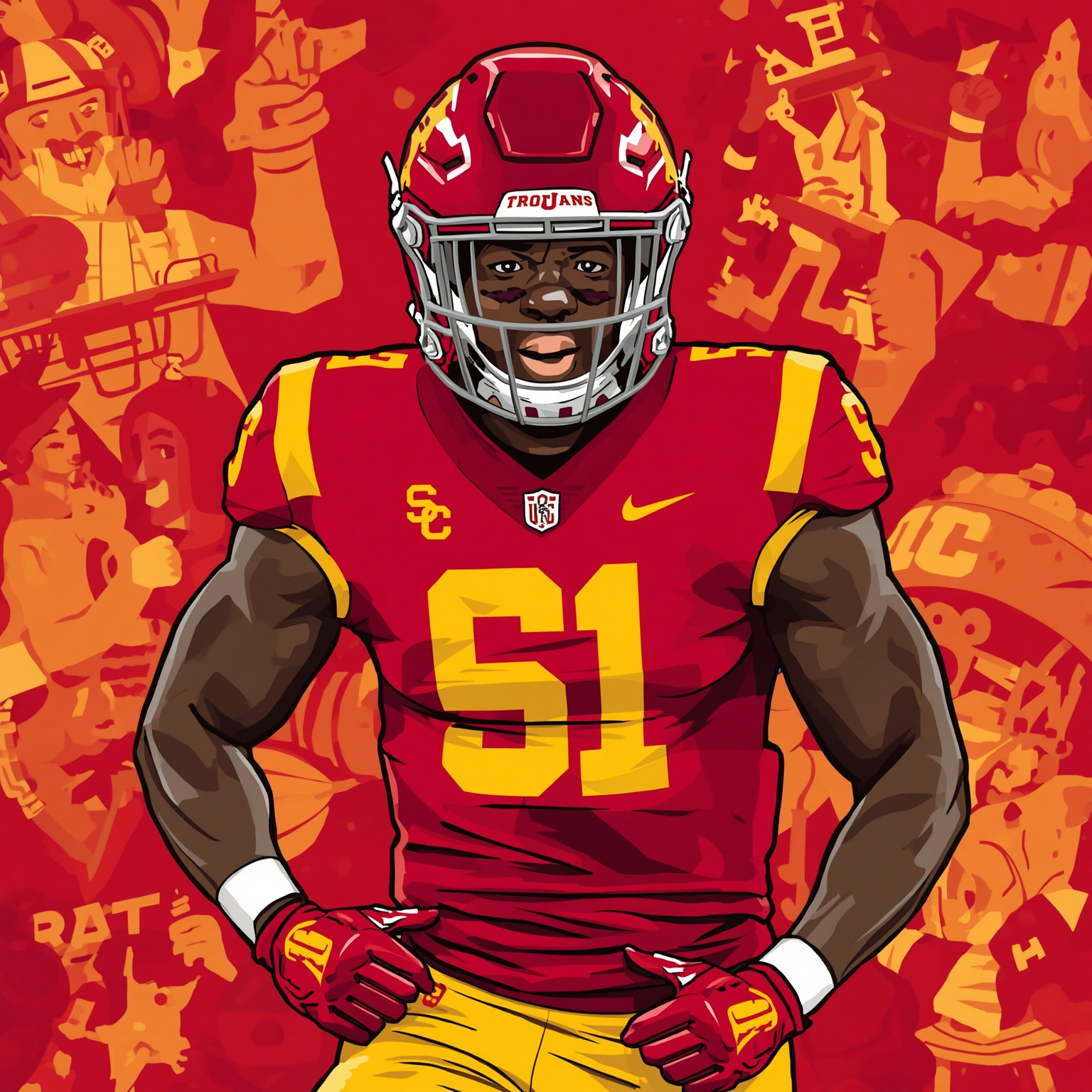 Trevon Bama Bates: USC’s Latest Football Sensation - painting of USC Trojans football venue
