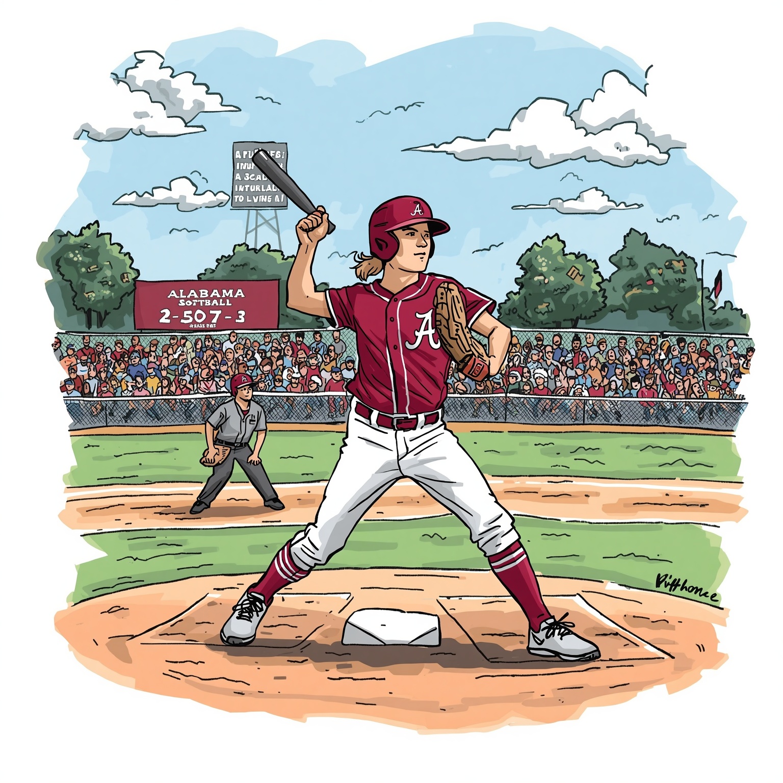 Alabama Softball: Regional Prep and Insider Breakdown - painting of Alabama Crimson Tide softball venue