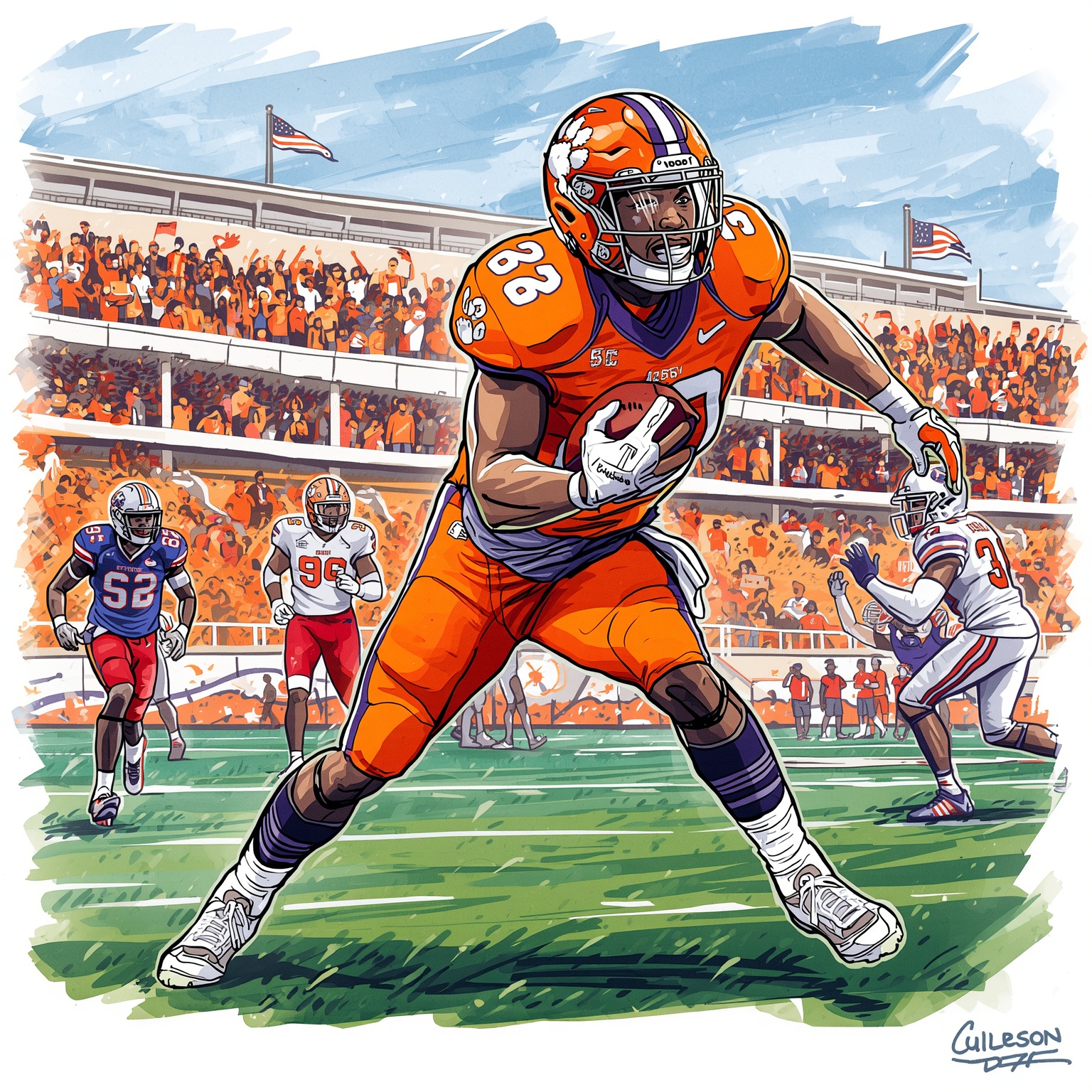 Top-15 Safety Snubs Clemson in Final Five - painting of Clemson Tigers football venue