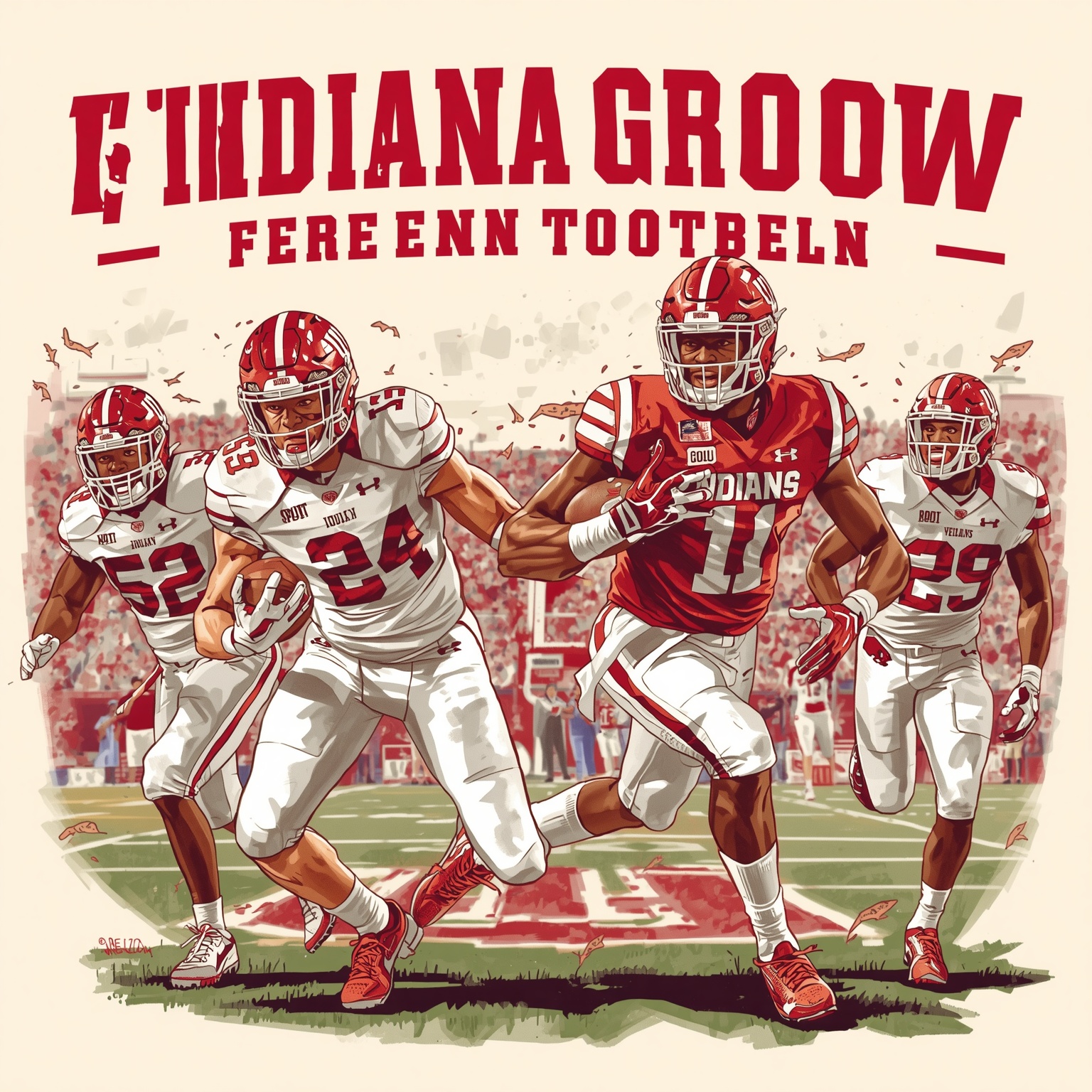 Hoosiers Reload: Veteran Guard and Receiver Showdown - painting of Indiana Hoosiers football,basketball venue