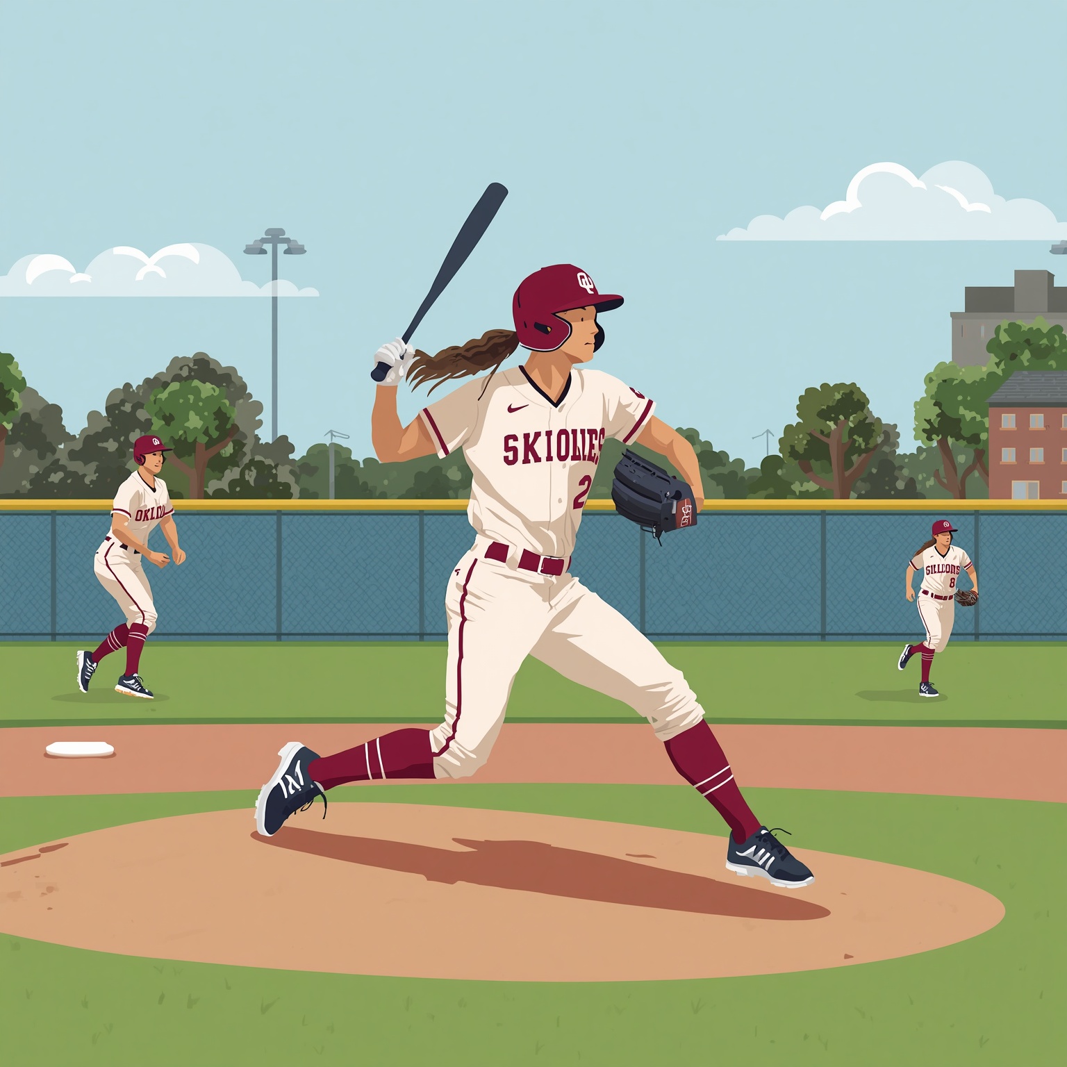 Sooner Softball Showdown: Dayton's Exit & Wells' Records - painting of Oklahoma Sooners softball venue