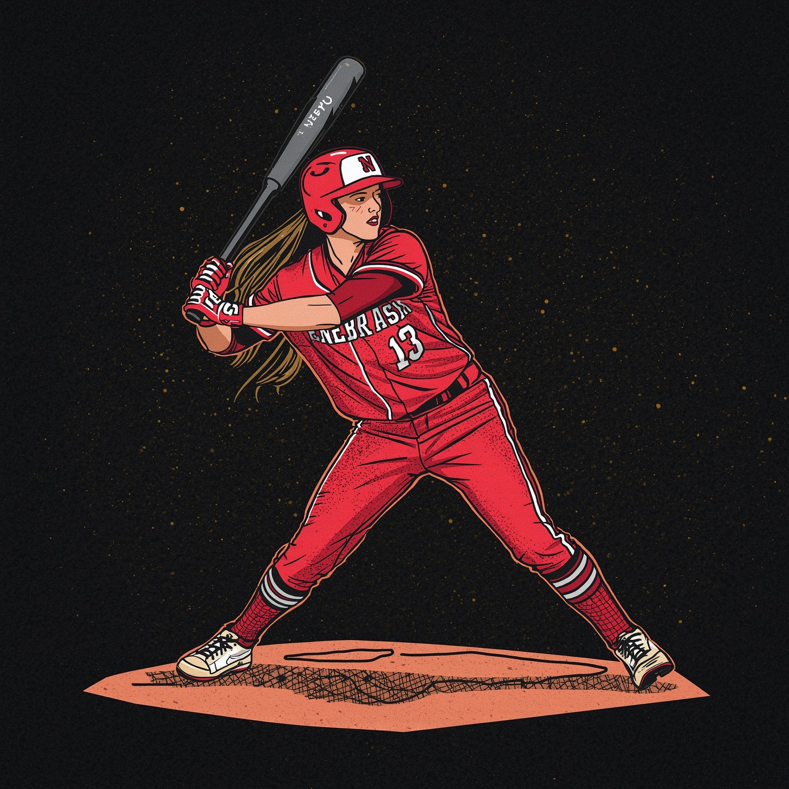 Jordy Frahm Headlines Softball Player of the Year Finalists - painting of Nebraska Cornhuskers softball venue