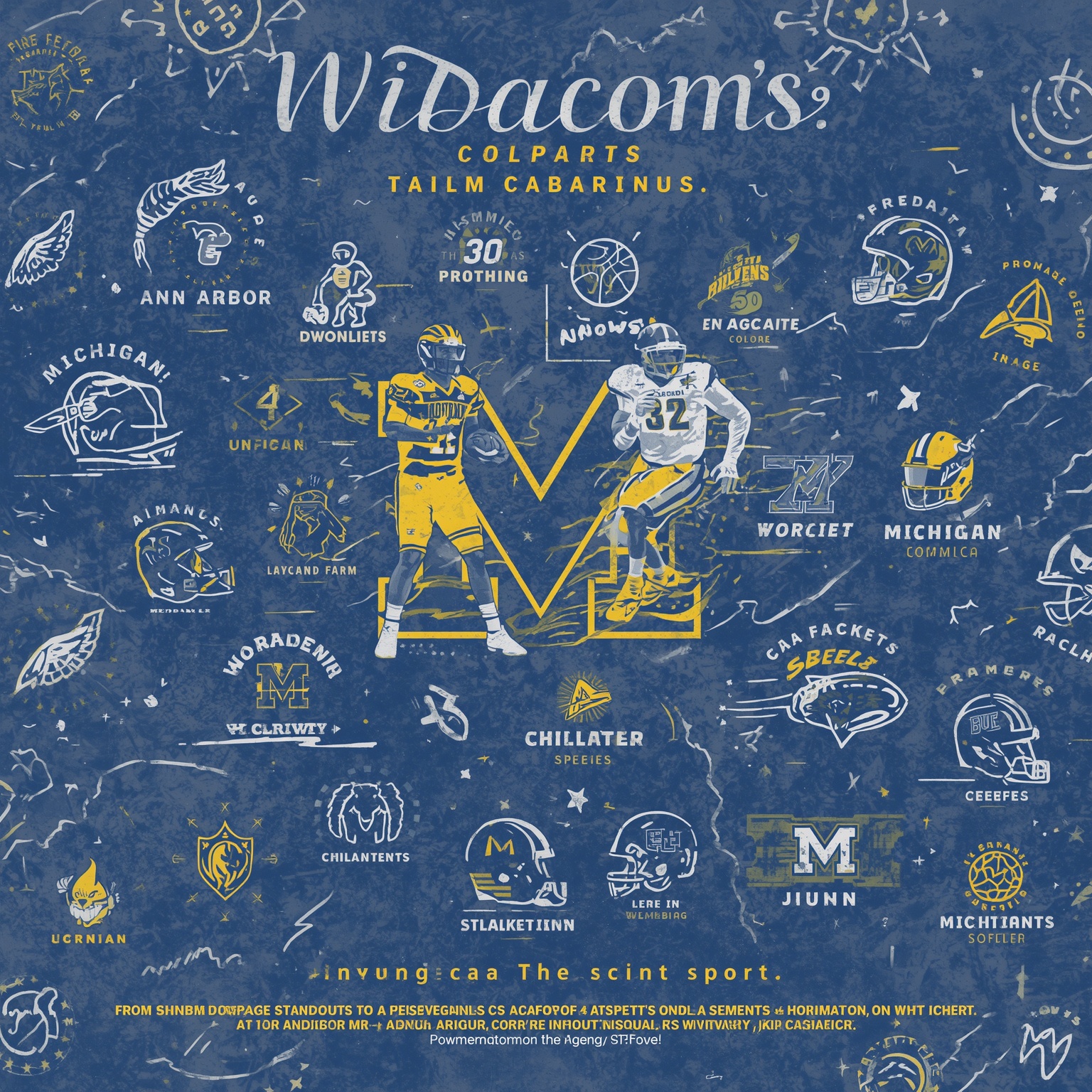 From NBA Combine Standouts to a Heisman’s Heir - painting of Michigan Wolverines basketball,football venue