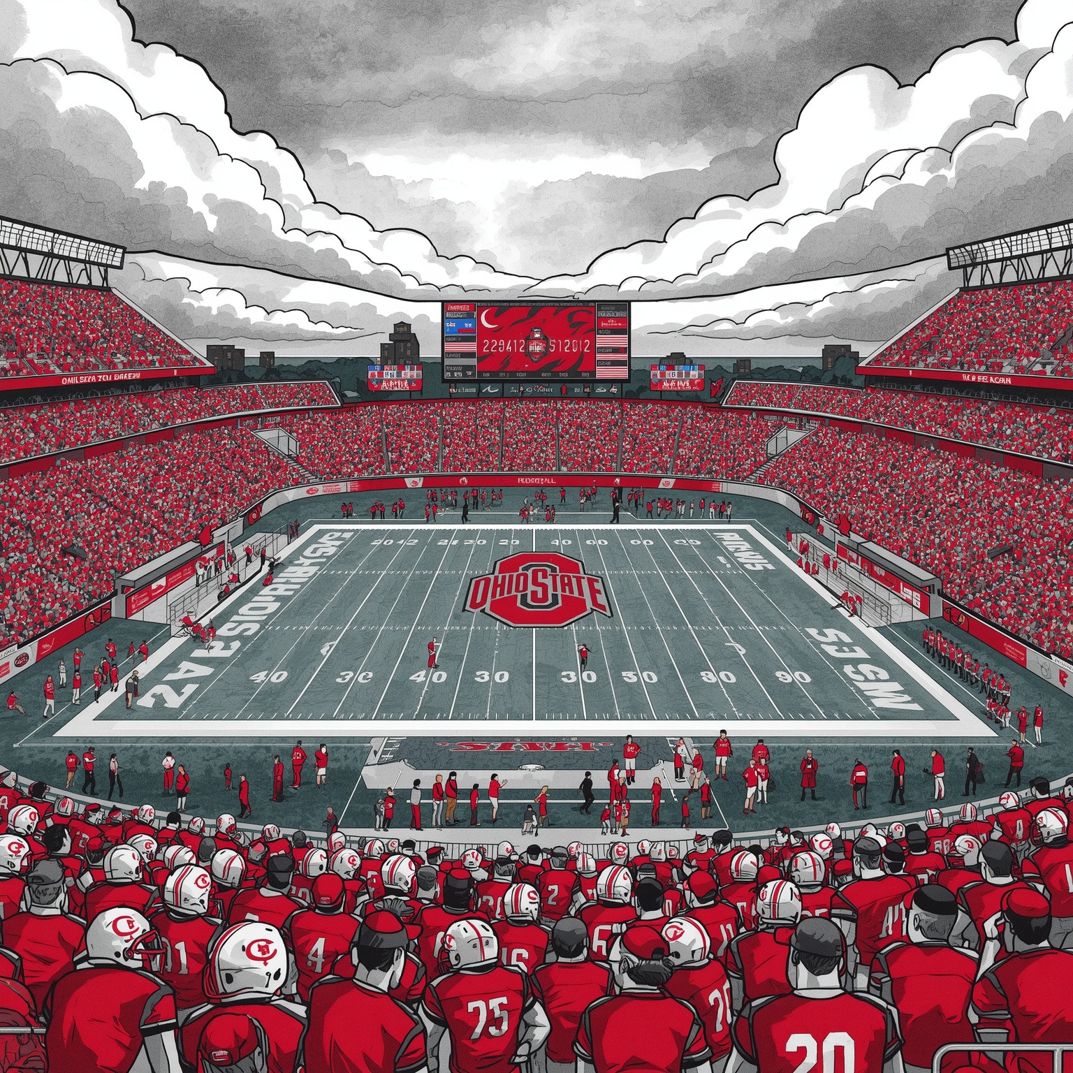 Buckeyes Galore: 2026 NFL Games & 2027 Recruits - painting of Ohio State Buckeyes football venue