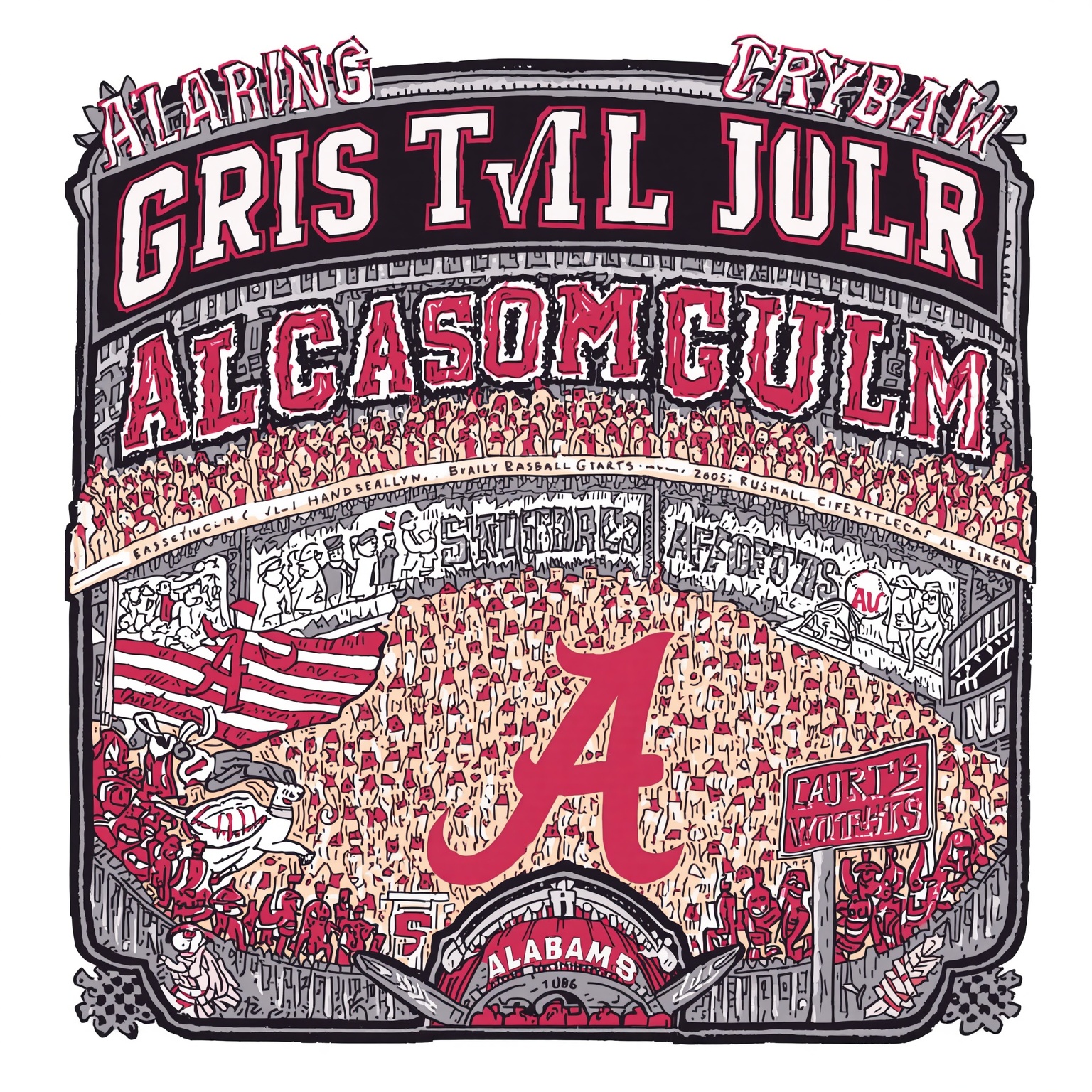 Alabama vs USC Upstate Softball Regional Final - painting of Alabama Crimson Tide softball venue
