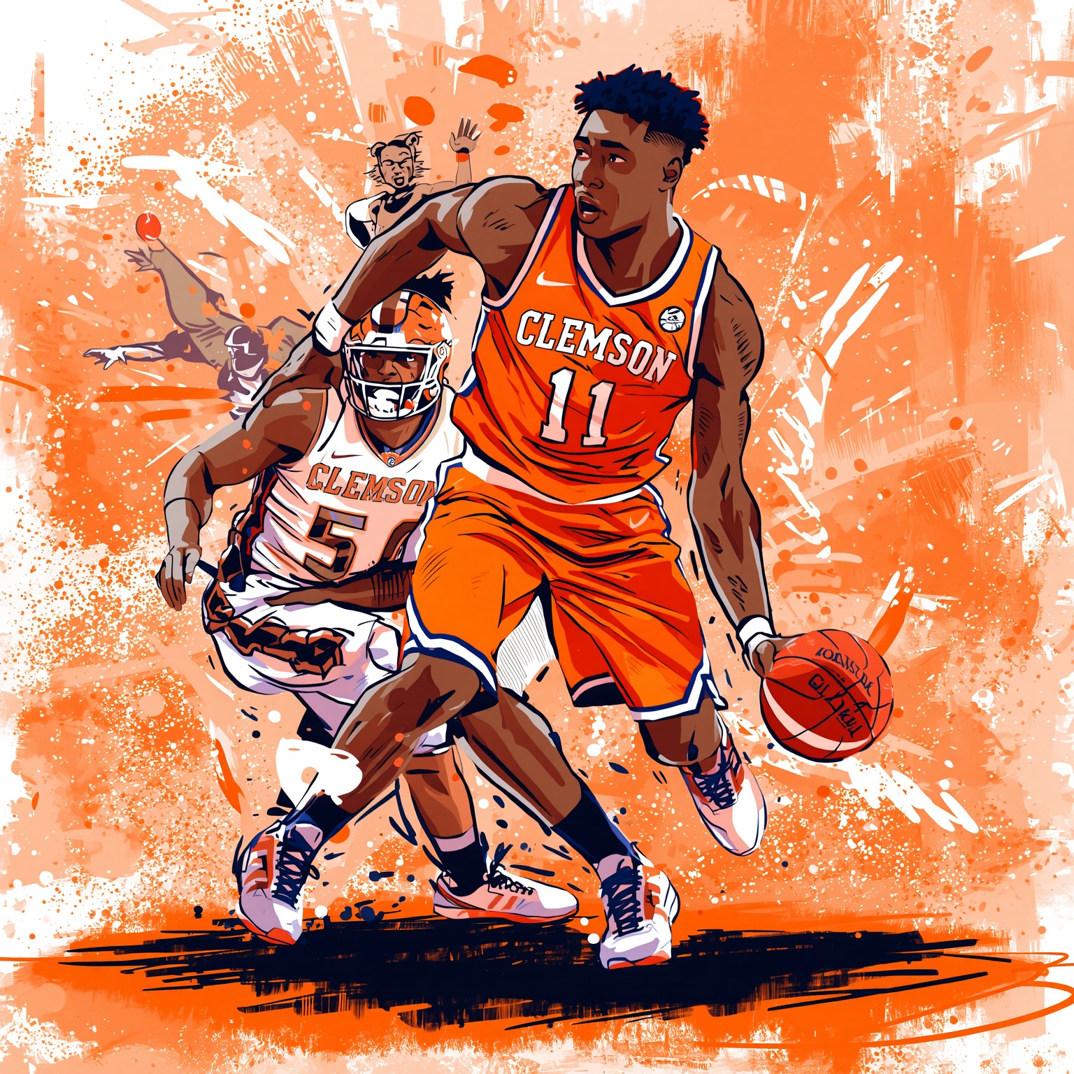 Clemson Nets New Hoops Big Man and Future Grid Star - painting of Clemson Tigers basketball,football venue