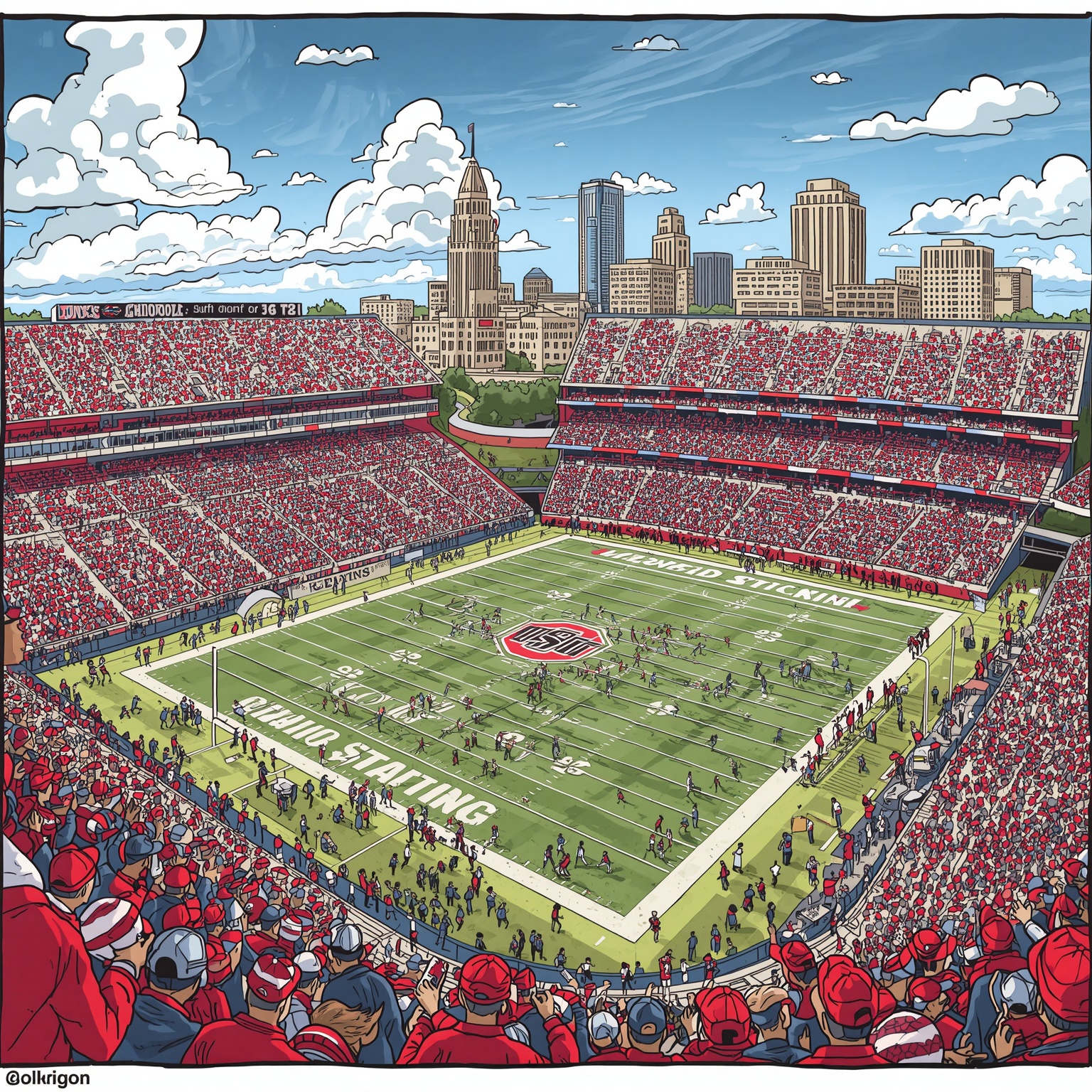 CFP Shake-up: Day’s Bold Plan for OSU-Michigan Clash - painting of Ohio State Buckeyes football venue