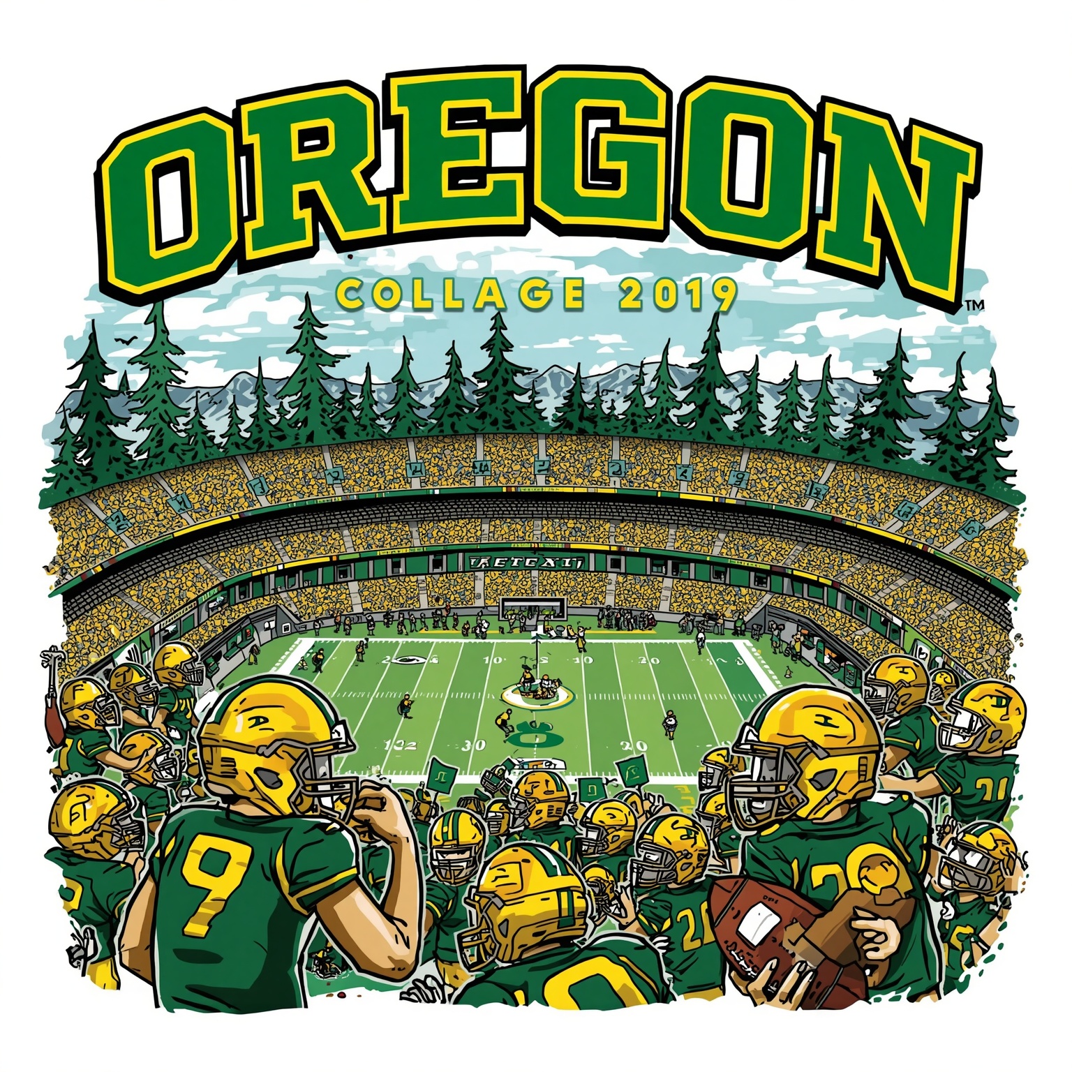Dan Lanning’s 24-Team Playoff Pitch Unites Ducks and Madness - painting of Oregon Ducks football venue