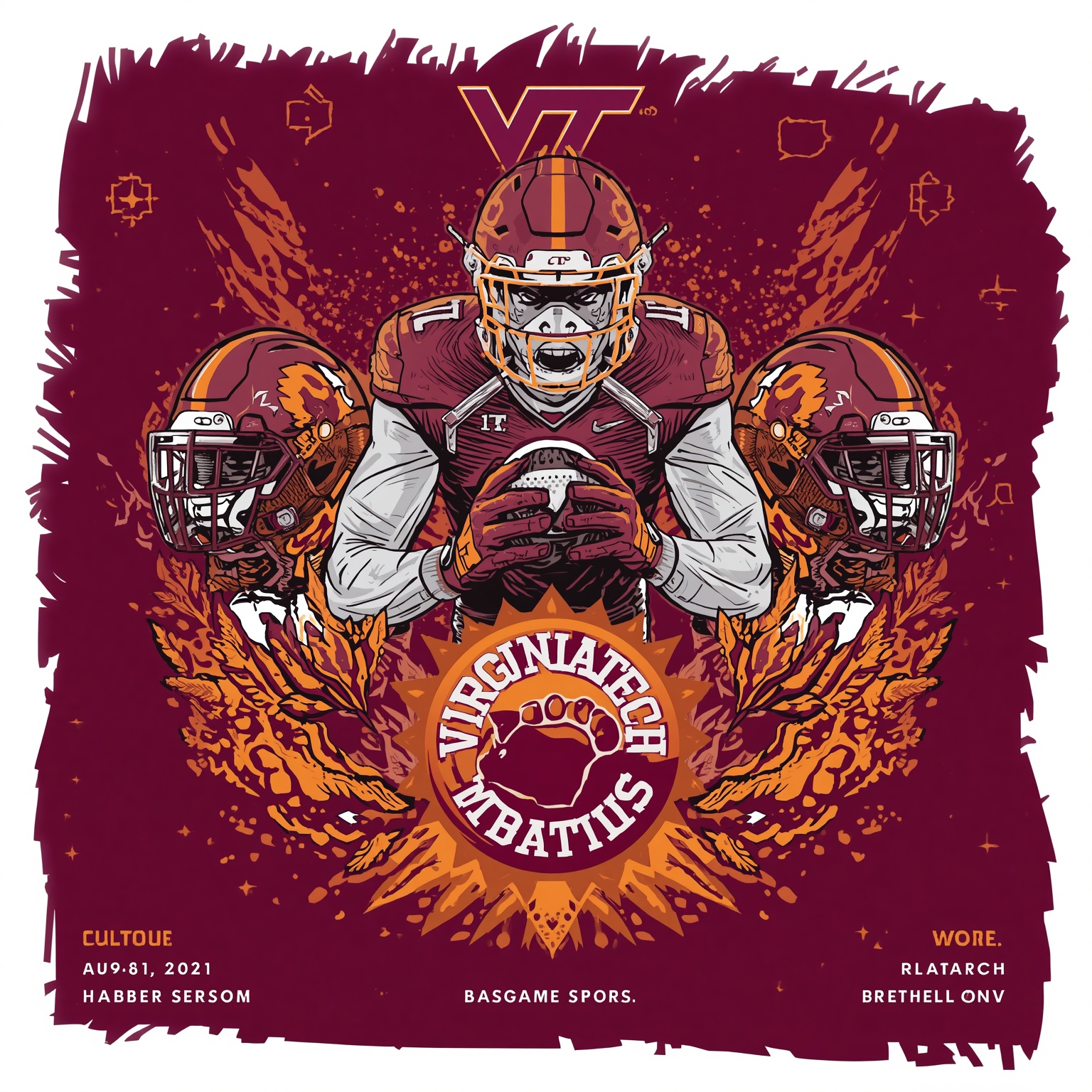 Virginia Tech Sports: Big Games, Stars & Offseason Moves - painting of Virginia Tech Hokies football,basketball venue