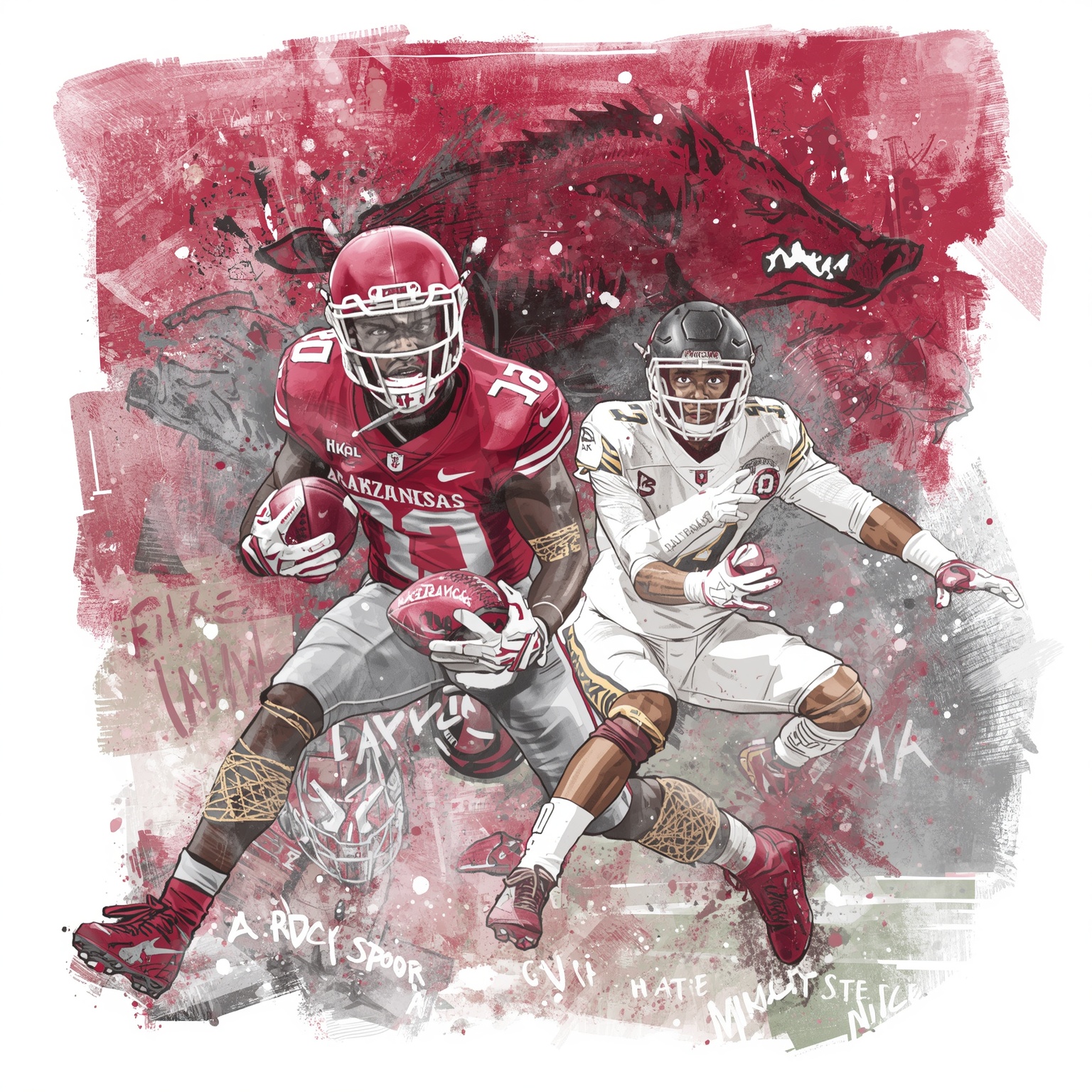 Arkansas Razorbacks: Recruiting, Rotation and Rising Stars - painting of Arkansas Razorbacks basketball, baseball, football venue