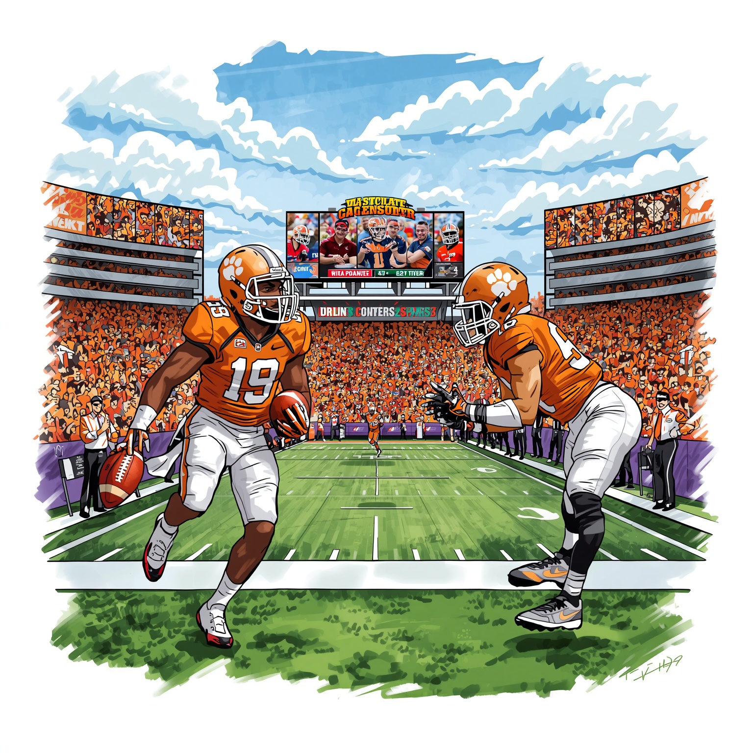 Cornerback Ditches Tennessee Visit for Clemson Future - painting of Clemson Tigers football venue