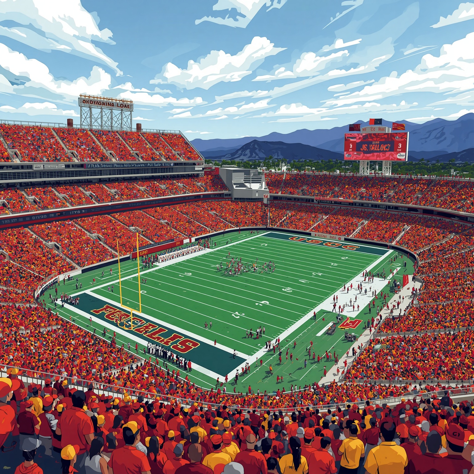 USC 2026 Football Schedule: Predicted Wins & Losses - painting of USC Trojans football venue