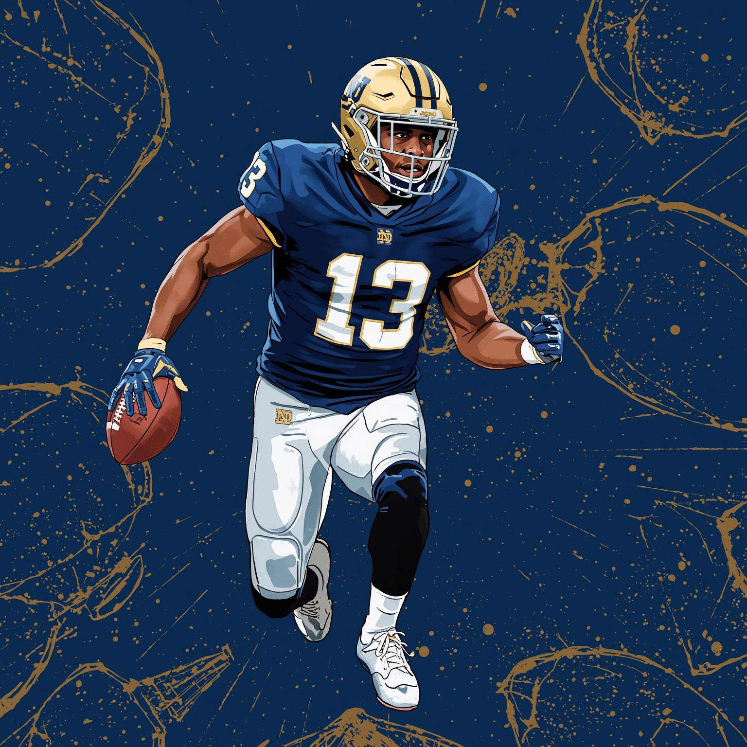 Notre Dame's Recruiting Blitz: From Courts to Gridiron - painting of Notre Dame Fighting Irish football, basketball venue