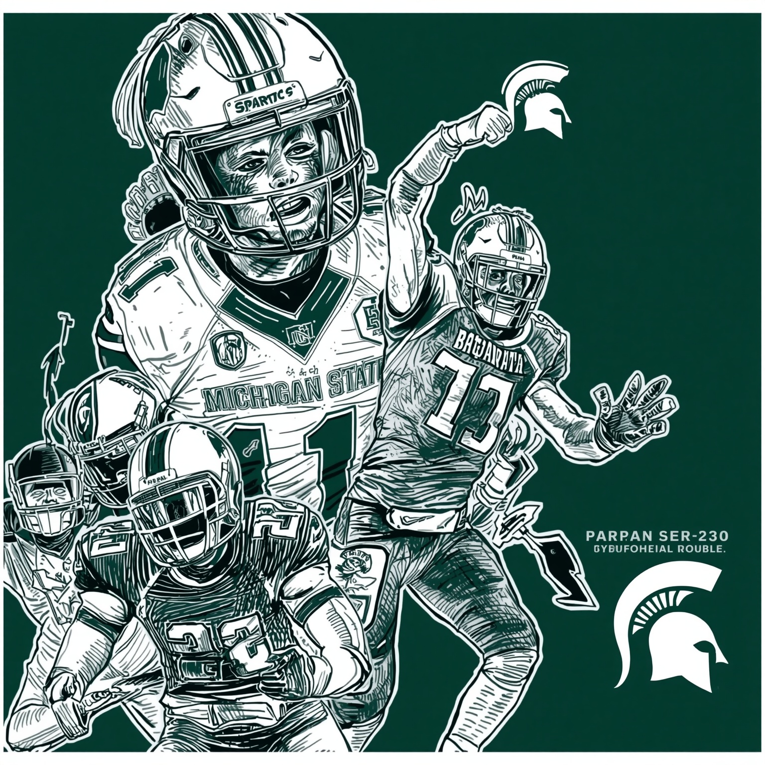 Spartan Shakeups: Portal Giants, Fears Fumbles, and Ward’s Wardrobe - painting of Michigan State Spartans football,basketball venue