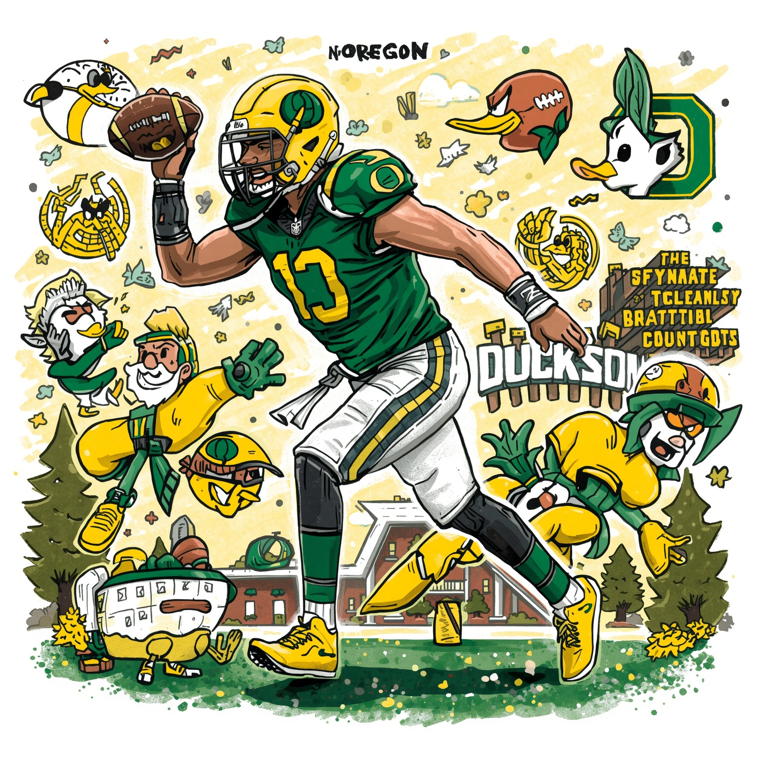 Oregon’s Recruiting Buzz and High-Stakes Tournament Showdown - painting of Oregon Ducks football,basketball venue