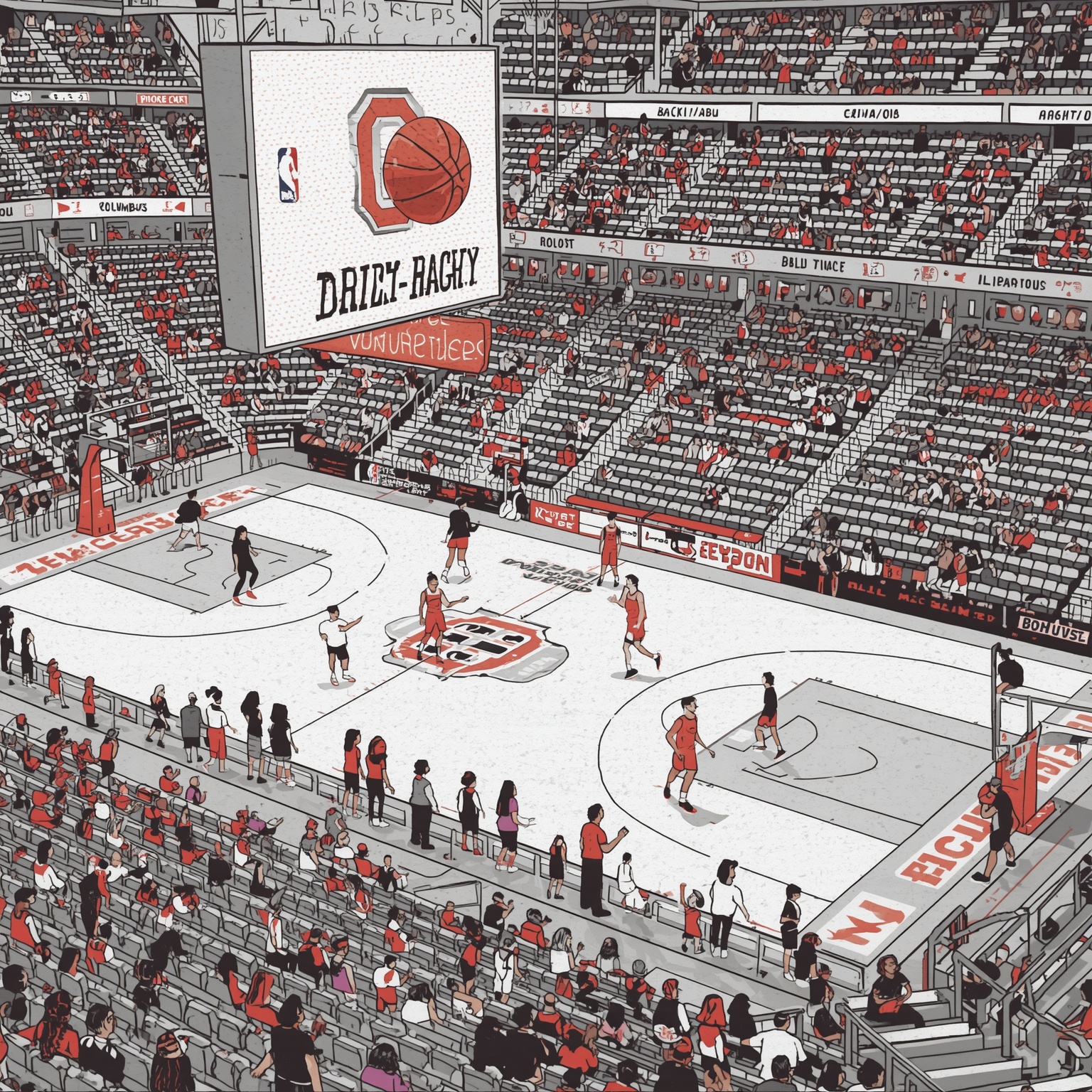 Buckeye Boosts: NBA Know-How and Big Ten Bucks - painting of Ohio State Buckeyes basketball, football venue