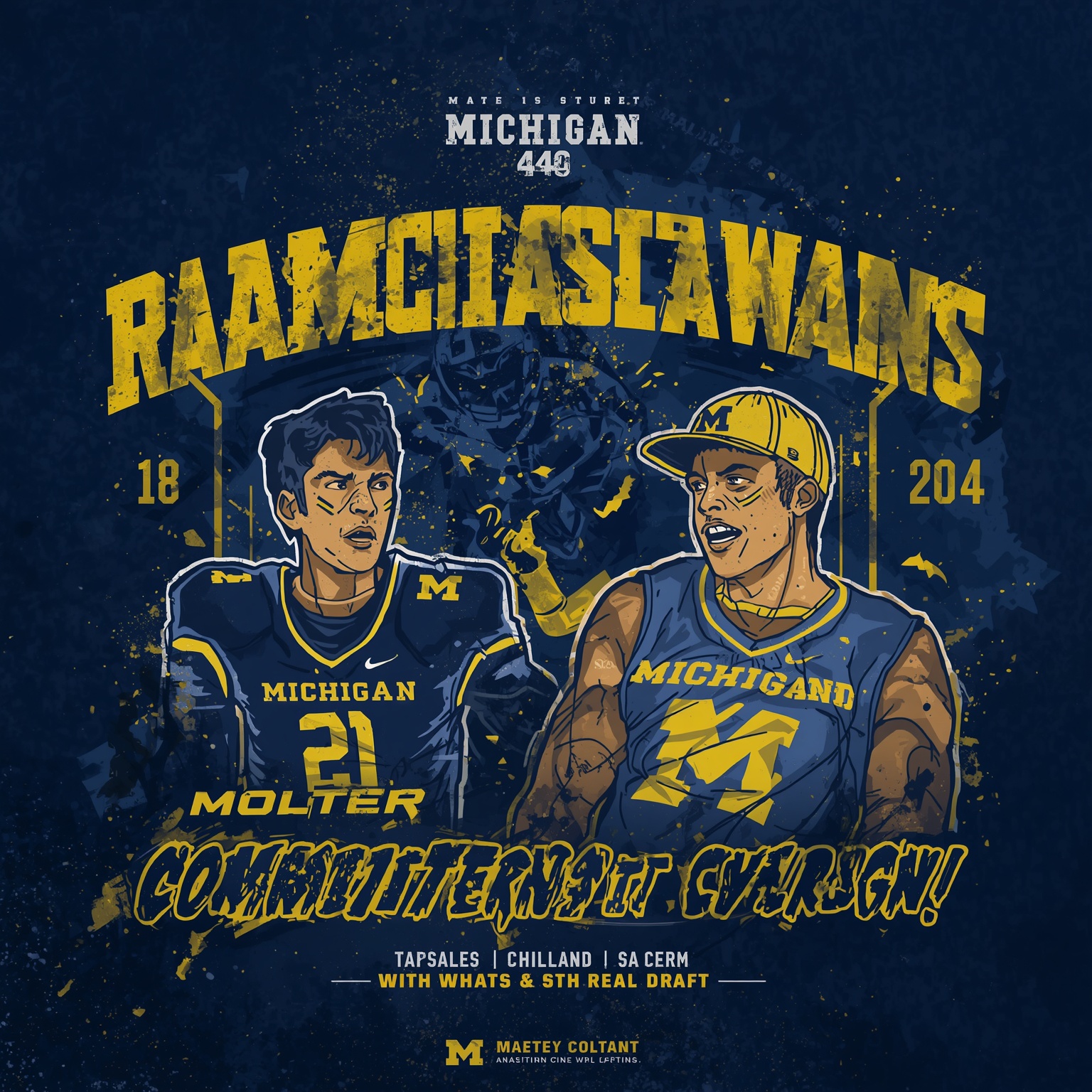 Michigan’s Future Stars: Commitments and NBA Draft - painting of Michigan Wolverines football,basketball venue