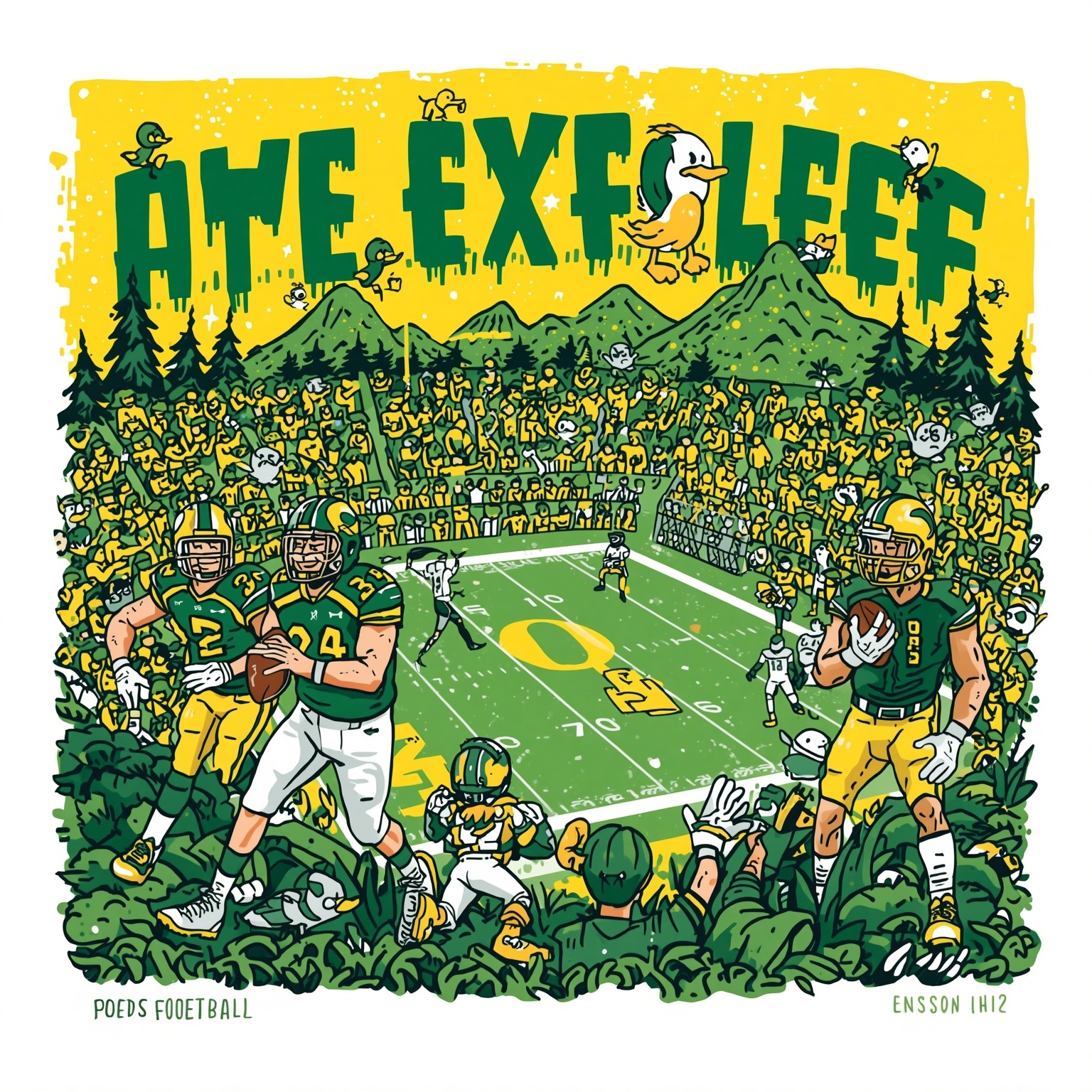 Ducks Drama: Recruits, Rivalries & Tournament Triumphs - painting of Oregon Ducks football, baseball venue