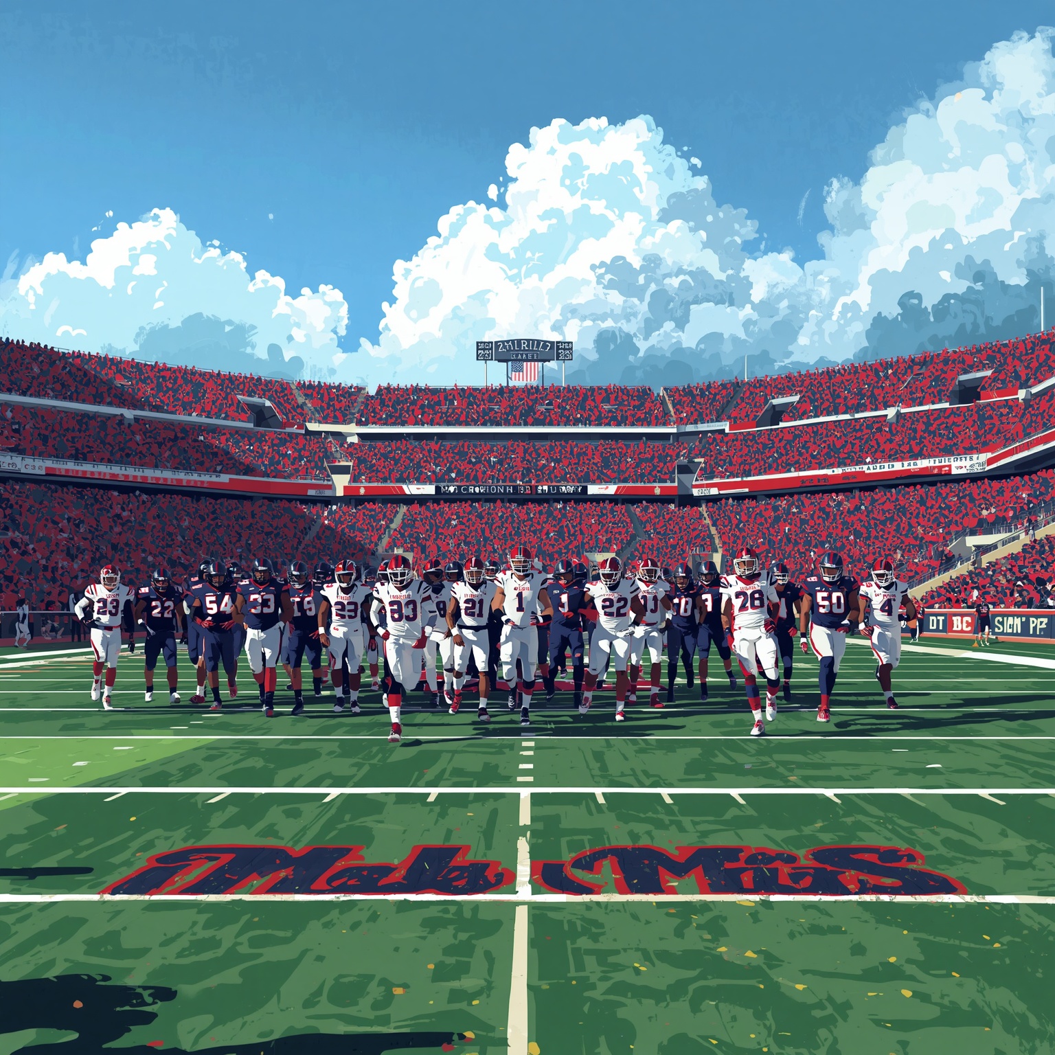Rebels Bolster D-Line and Chase Playoff Growth - painting of Ole Miss Rebels football venue