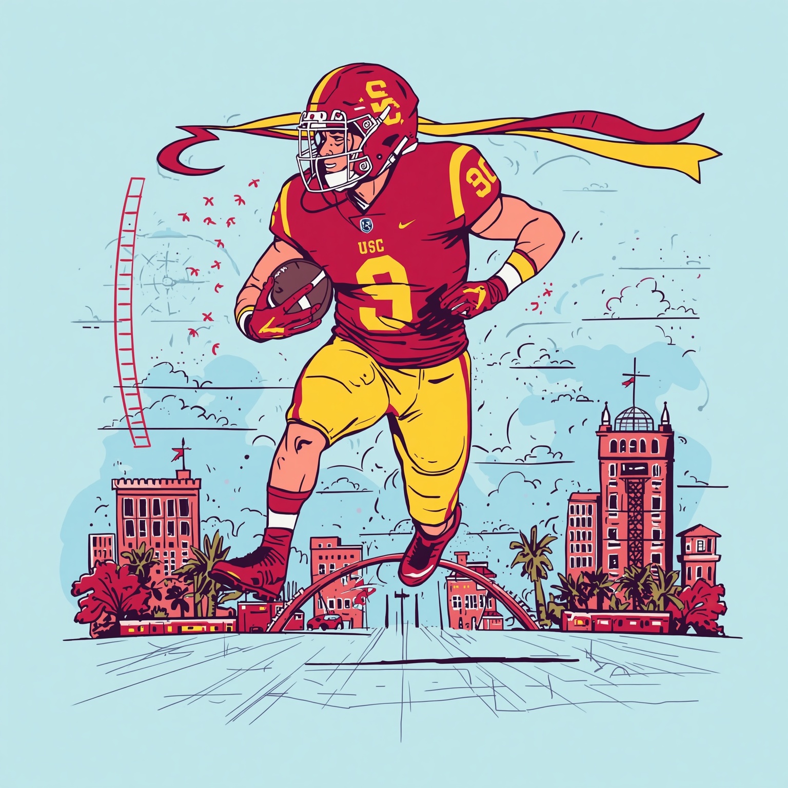 USC Trojans’ Recruitment and Draft Showdowns - painting of USC Trojans football venue
