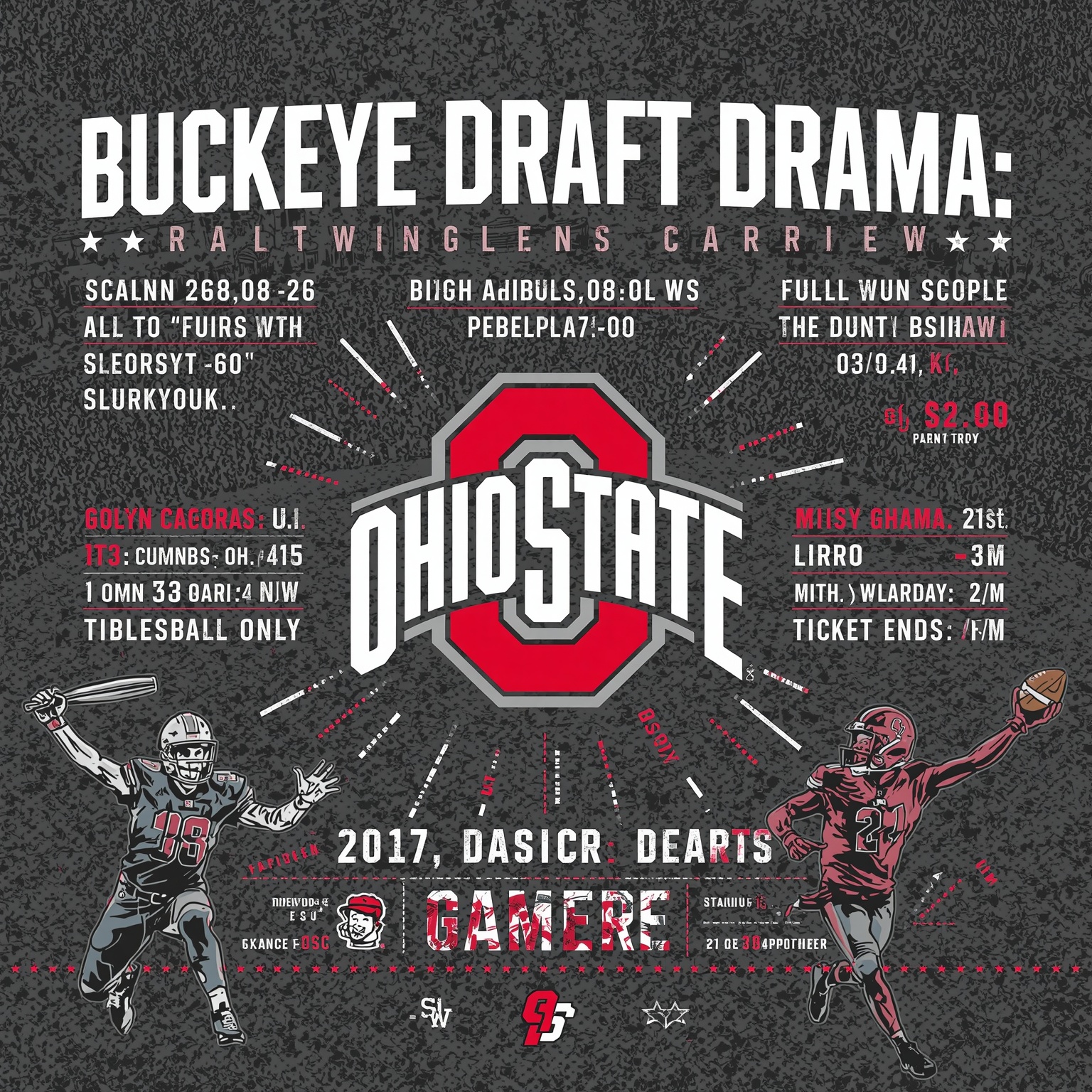 Buckeye Draft Drama: From Pitchers to Tight Ends - painting of Ohio State Buckeyes baseball, football venue
