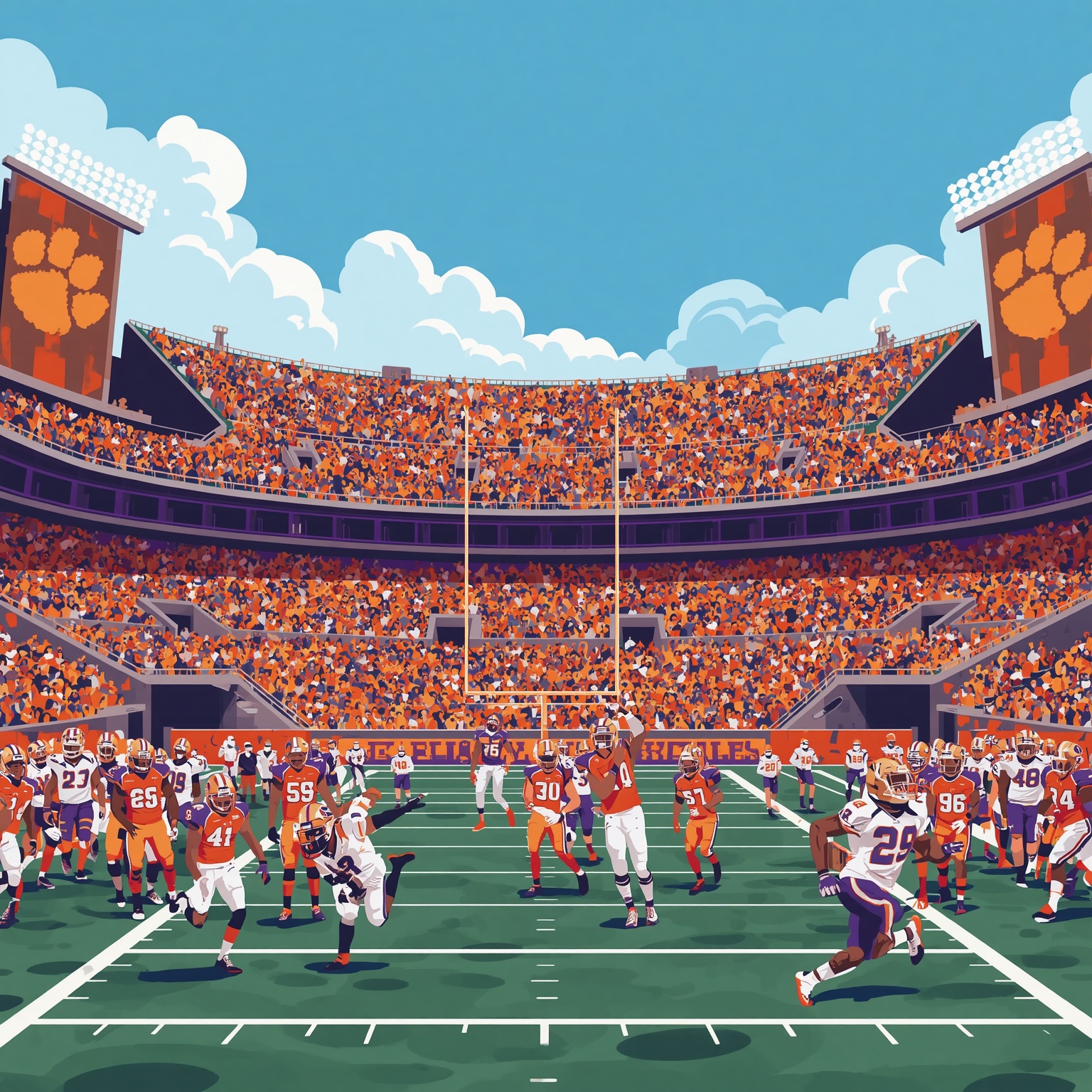 Clemson Tigers: Brown-Shuler’s Battle & Rusher Visit - painting of Clemson Tigers football venue