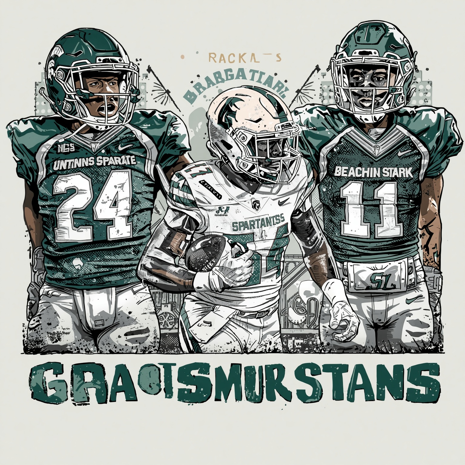 Spartans' Football Frenzy: Recruits and Repairs - painting of Michigan State Spartans football venue